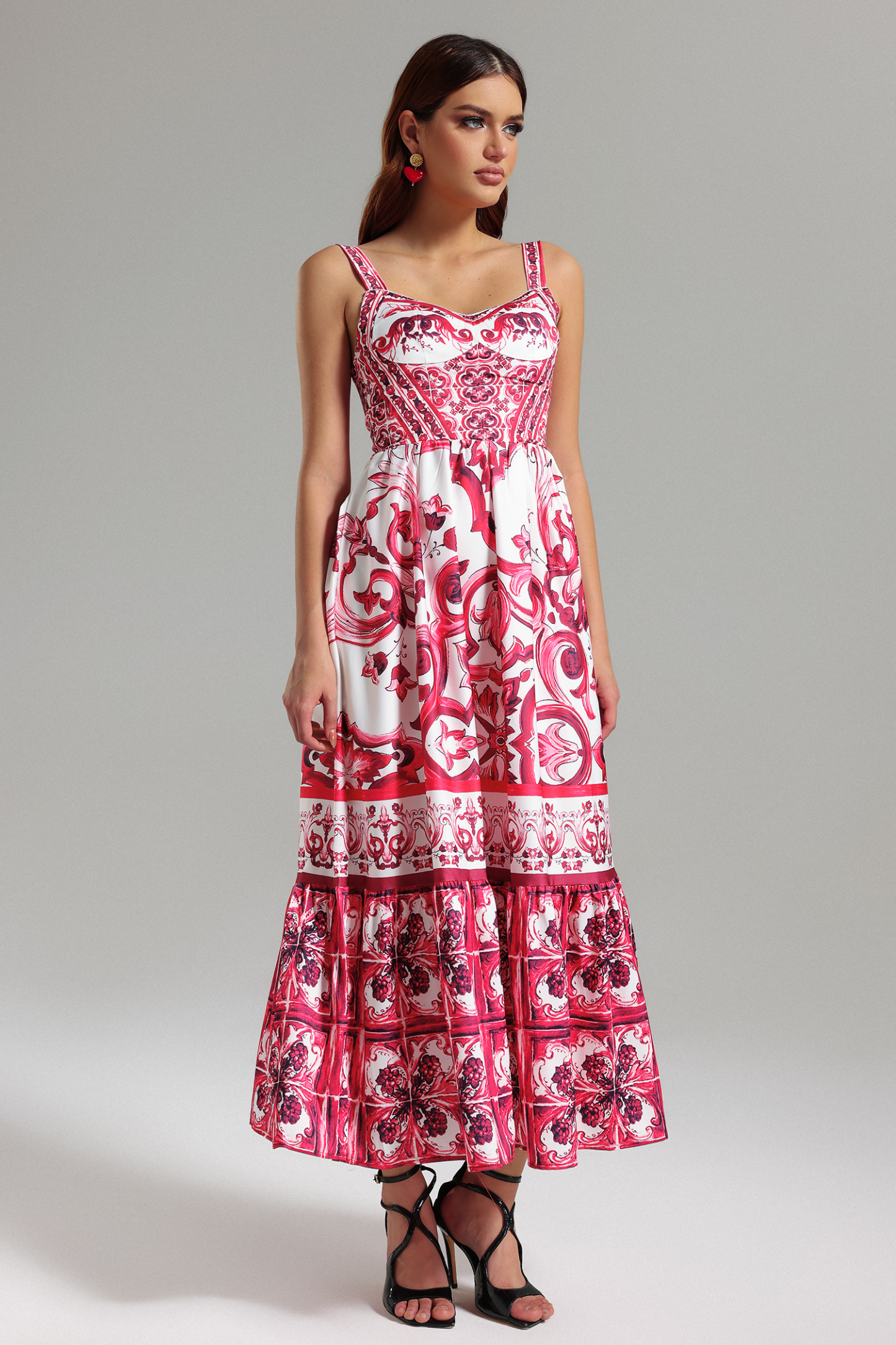 Sparkly Halter Printed Maxi Dress