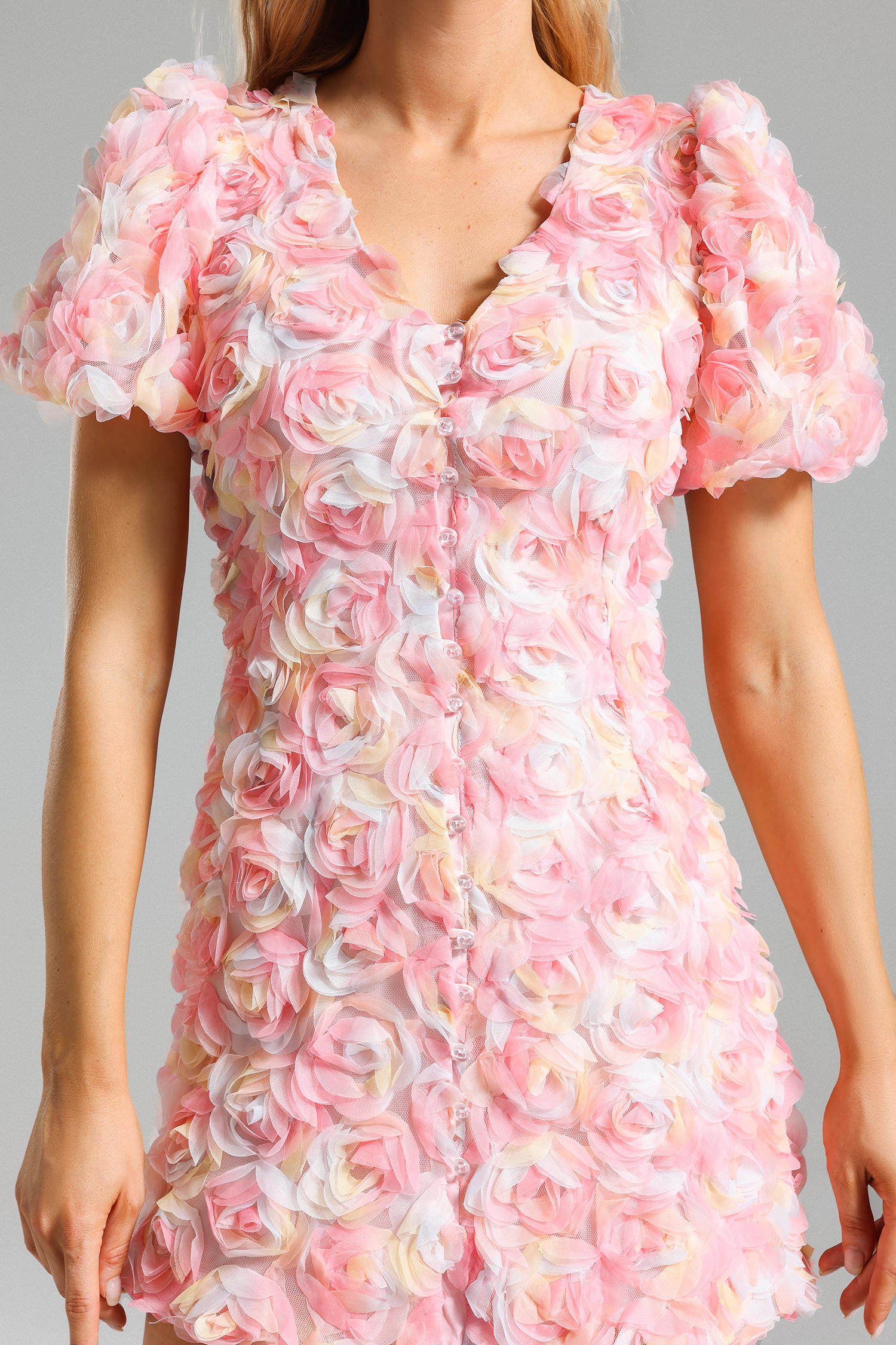 Fawn Flower Button Mini Dress