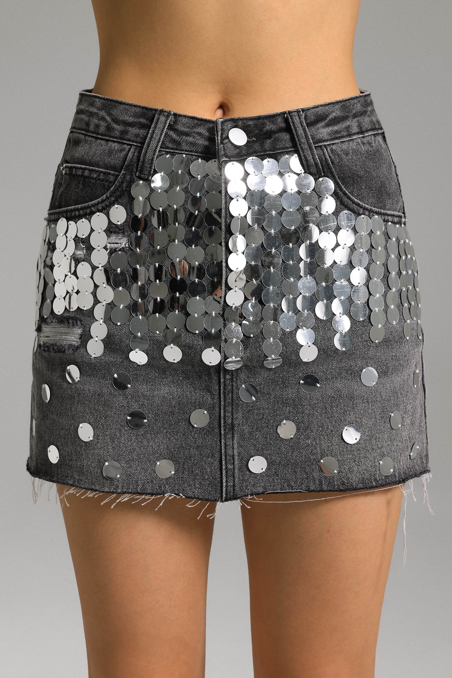 Lieve Sequins Denim Mini Skirt