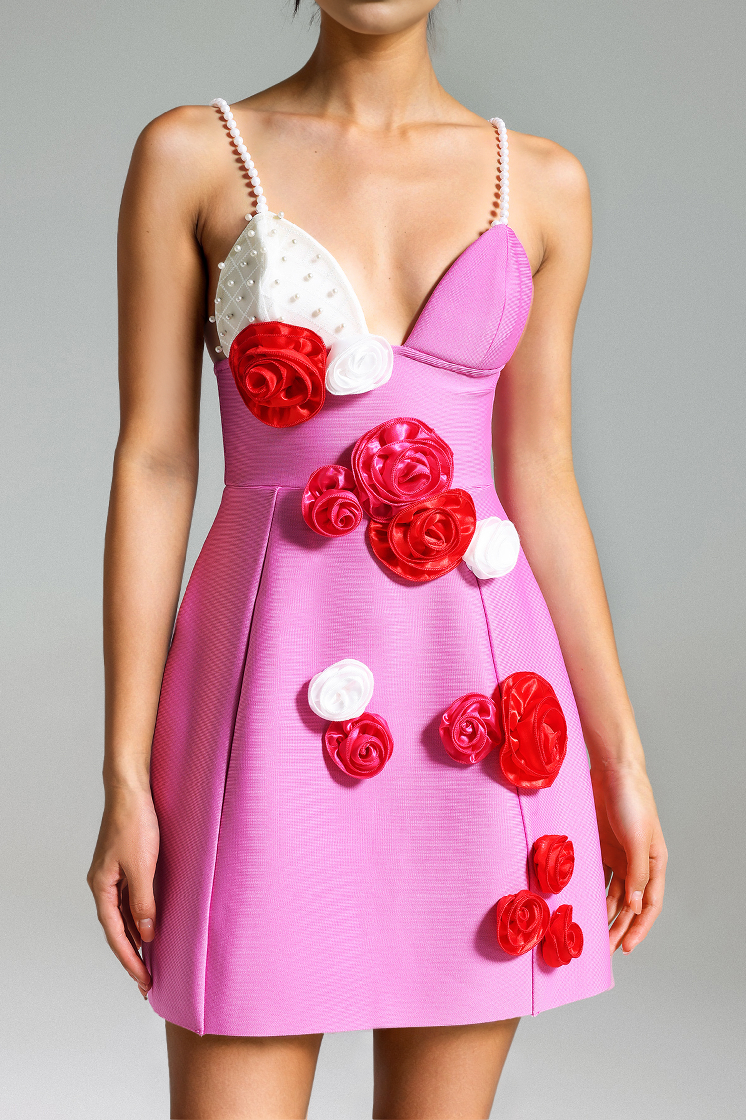 Roche Flower Pearls Mini Dress