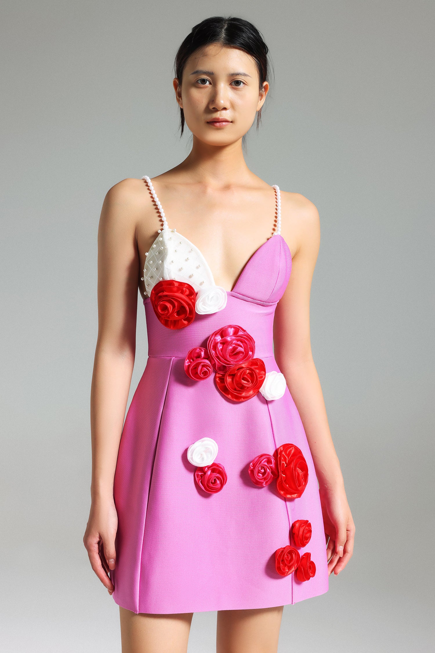 Roche Flower Pearls Mini Dress