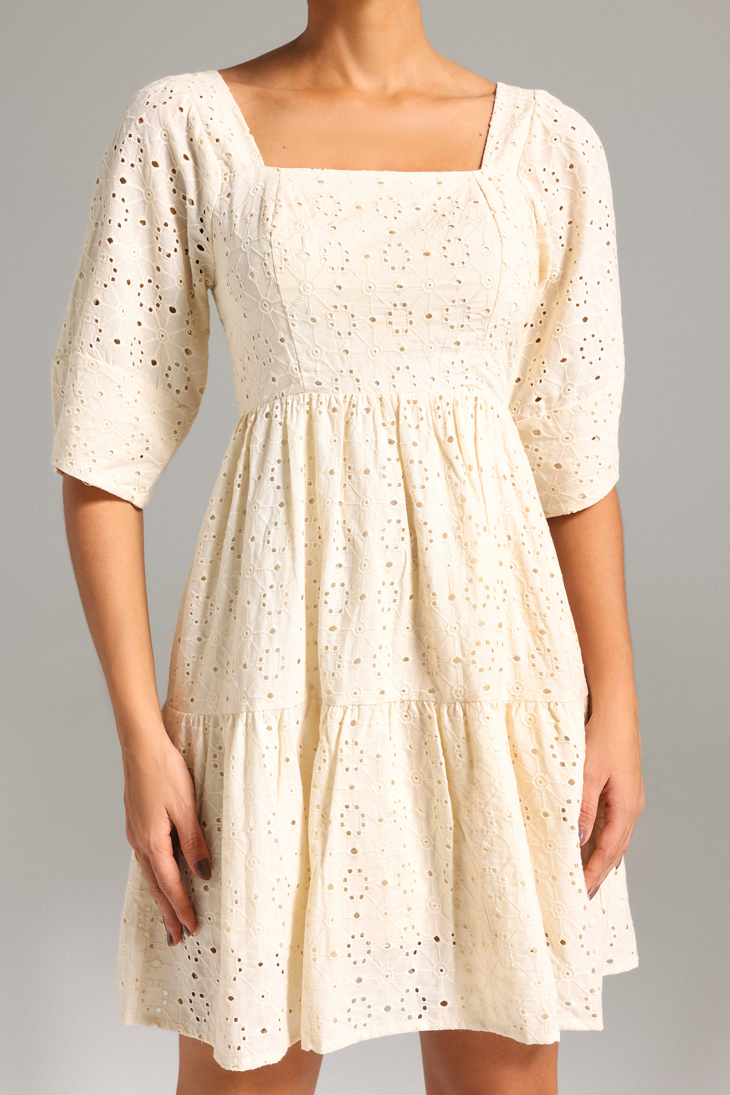 Maci Square-cut Collar Lace Mini Dress