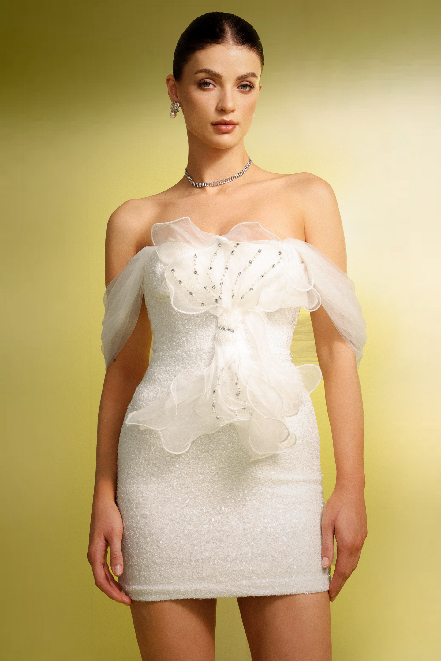Lave Sleeveless Flowers Sequins Mini Dress