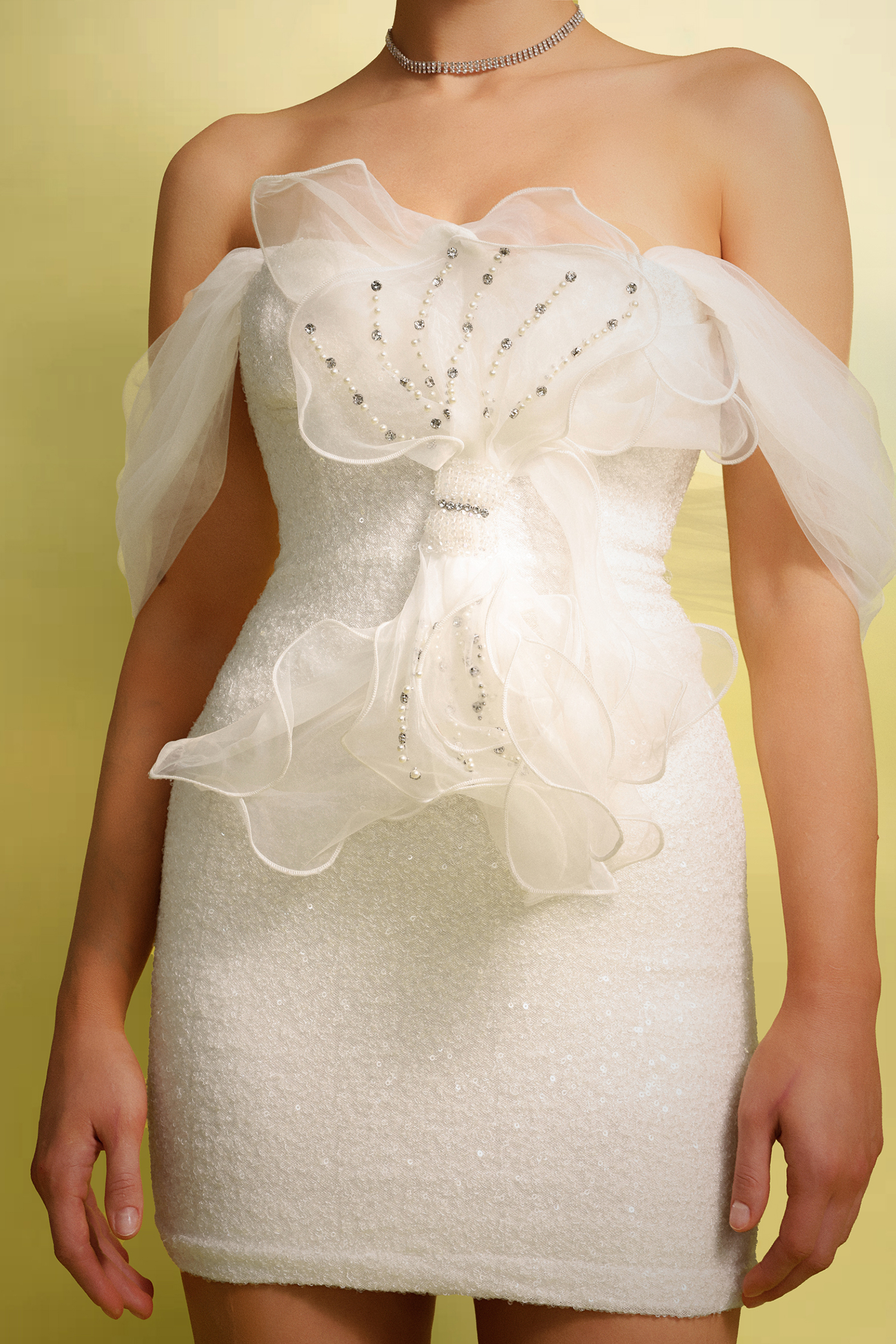Lave Sleeveless Flowers Sequins Mini Dress