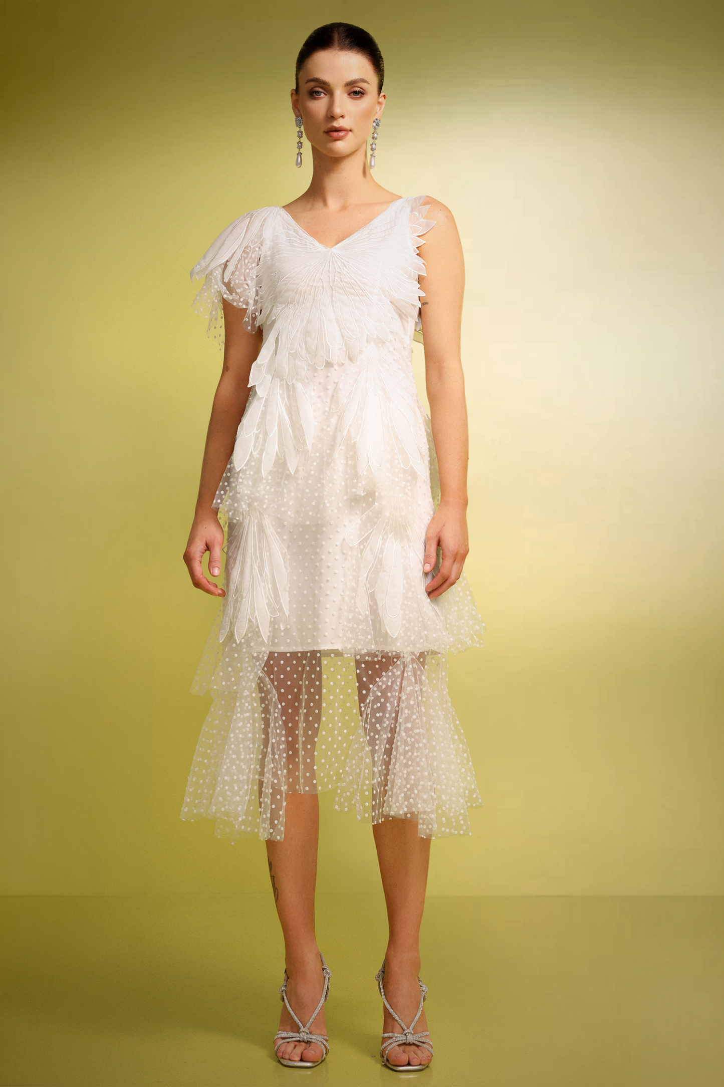 Xezey V-Neck Butterfly Wave Point Maxi Dress