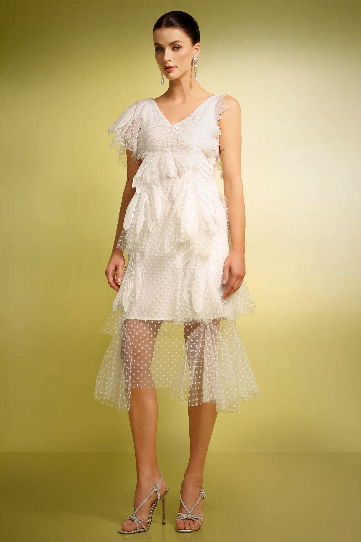 Xezey V-Neck Butterfly Wave Point Maxi Dress