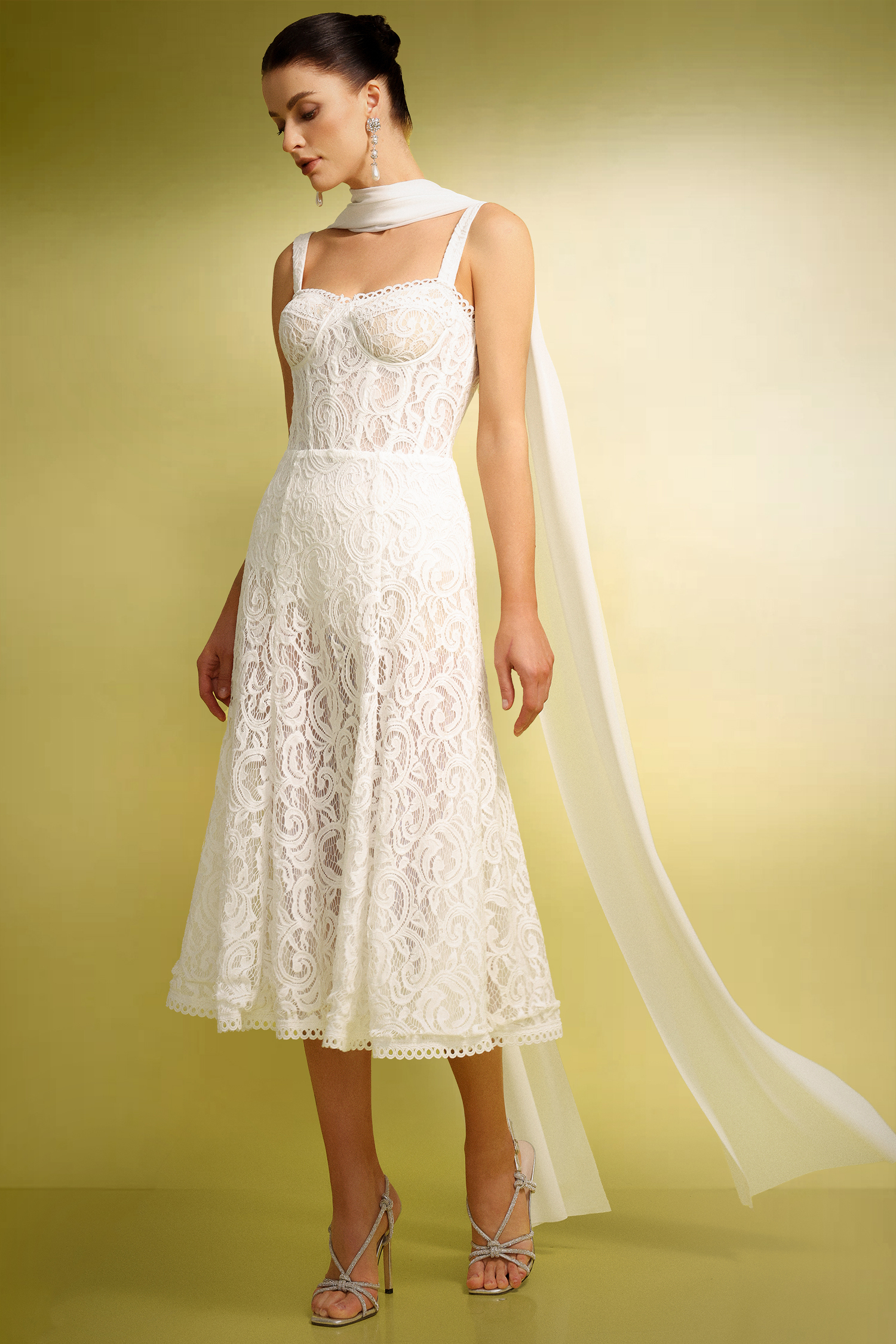 Junya Lace Corset Sleeveless Midi Dress