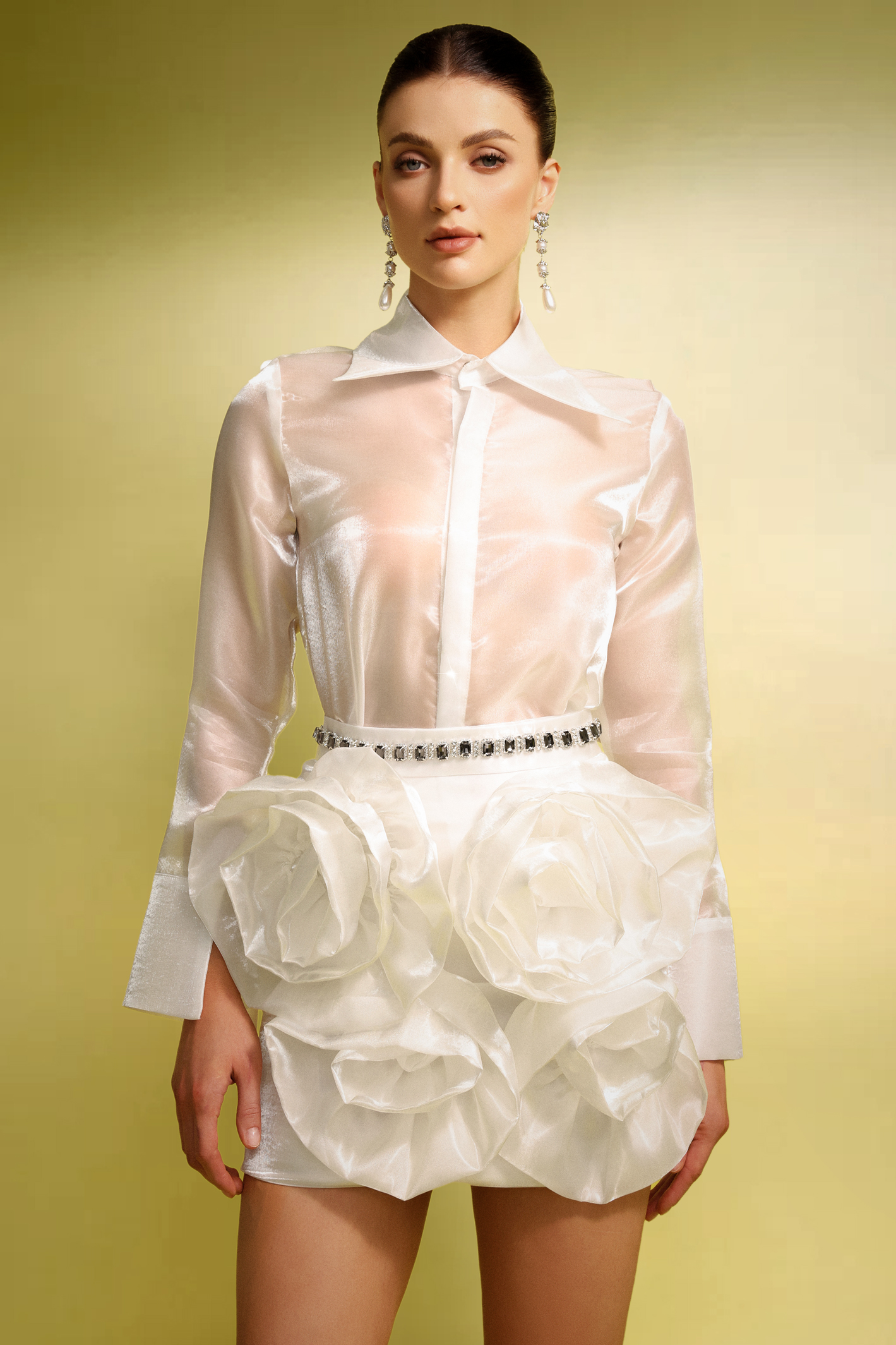 Tafari Long Sleeves Flowers Mini Two-Piece Set
