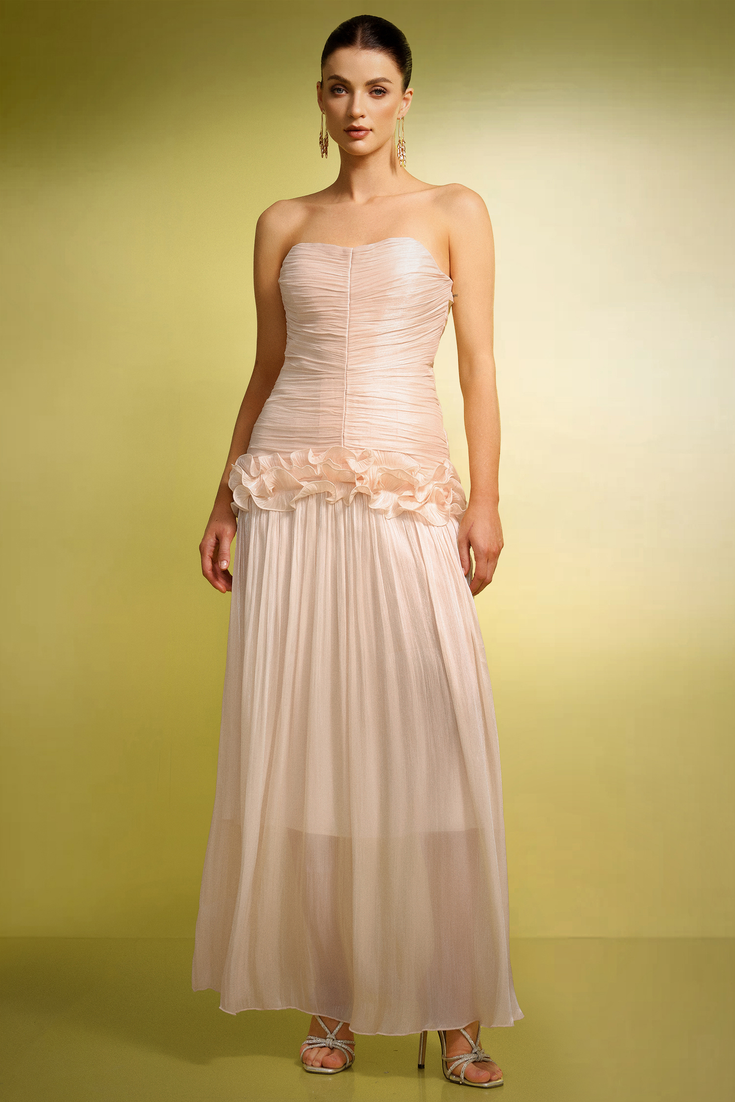 Ronja Sleeveless Flowers Wrinkles Maxi Dress