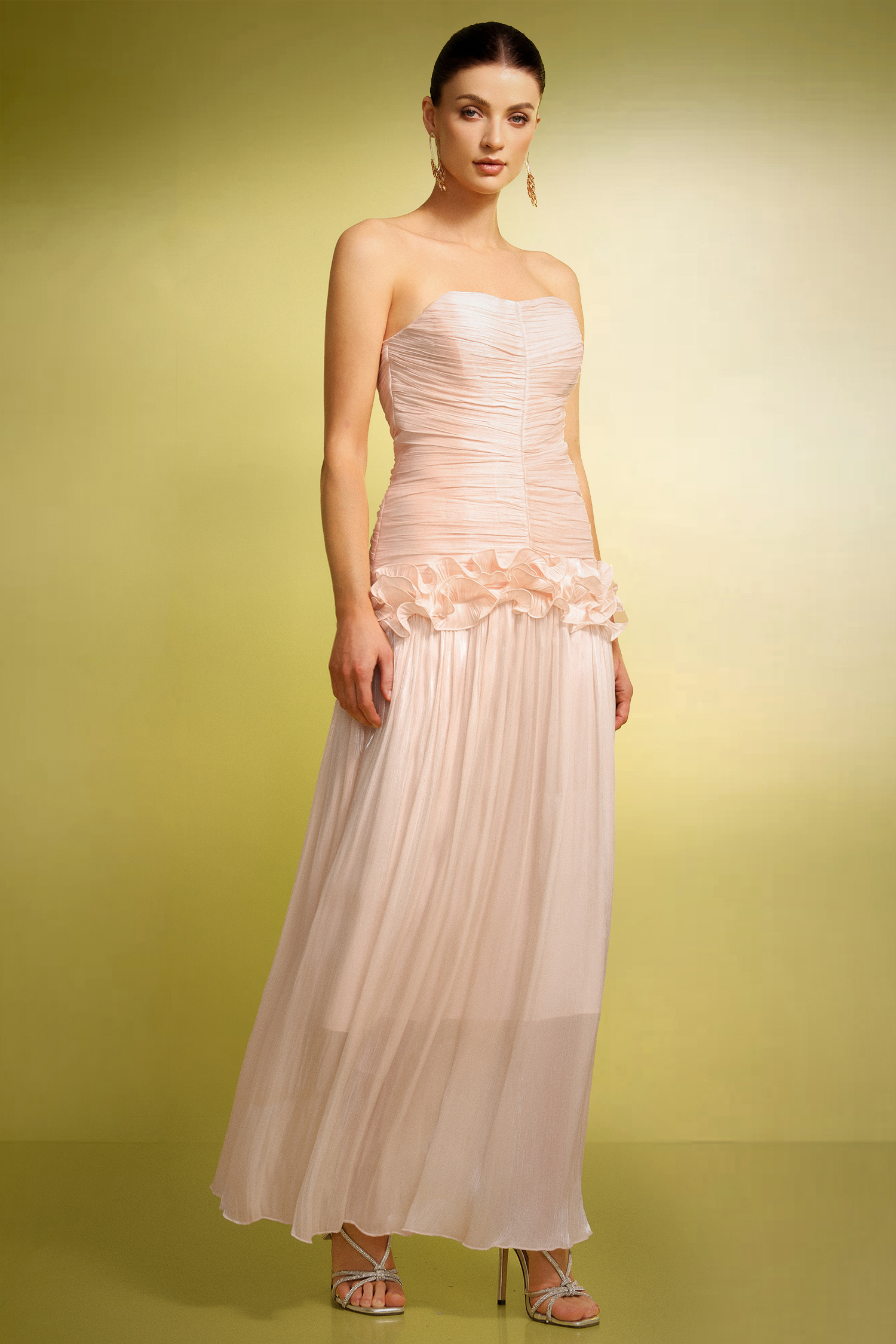 Ronja Sleeveless Flowers Wrinkles Maxi Dress