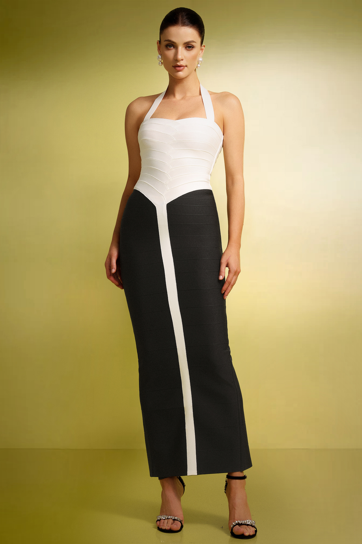 Zore Sleeveless Slit Splicing Bandage Maxi Dress