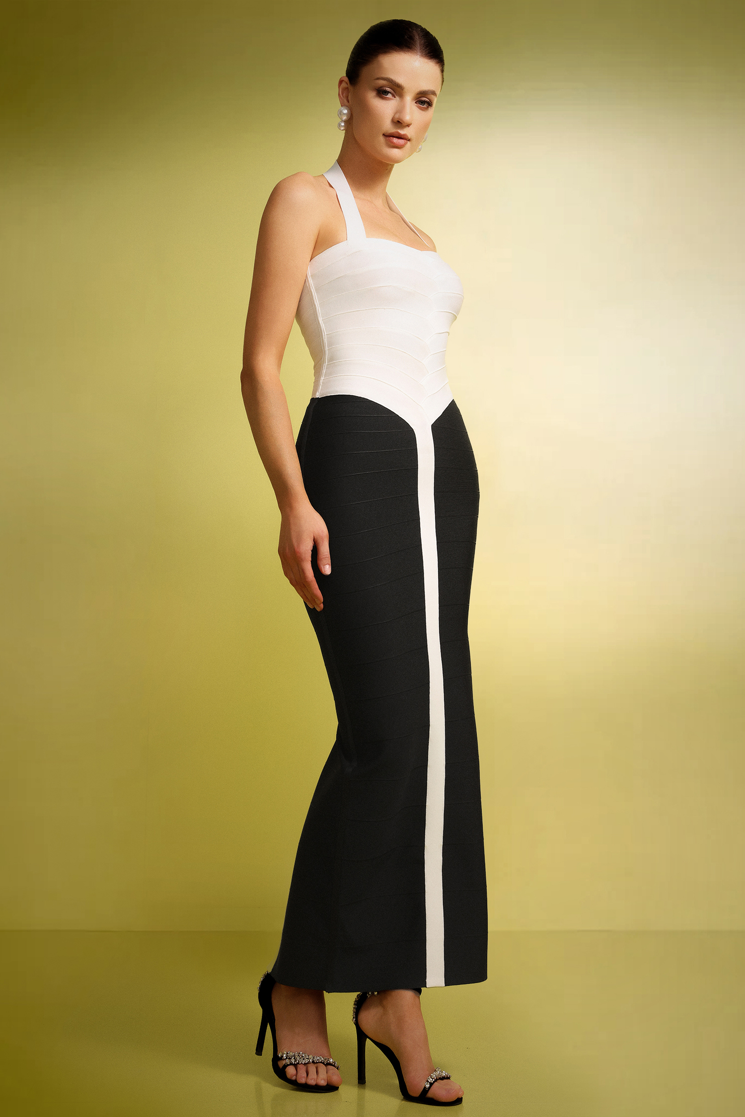 Zore Sleeveless Slit Splicing Bandage Maxi Dress