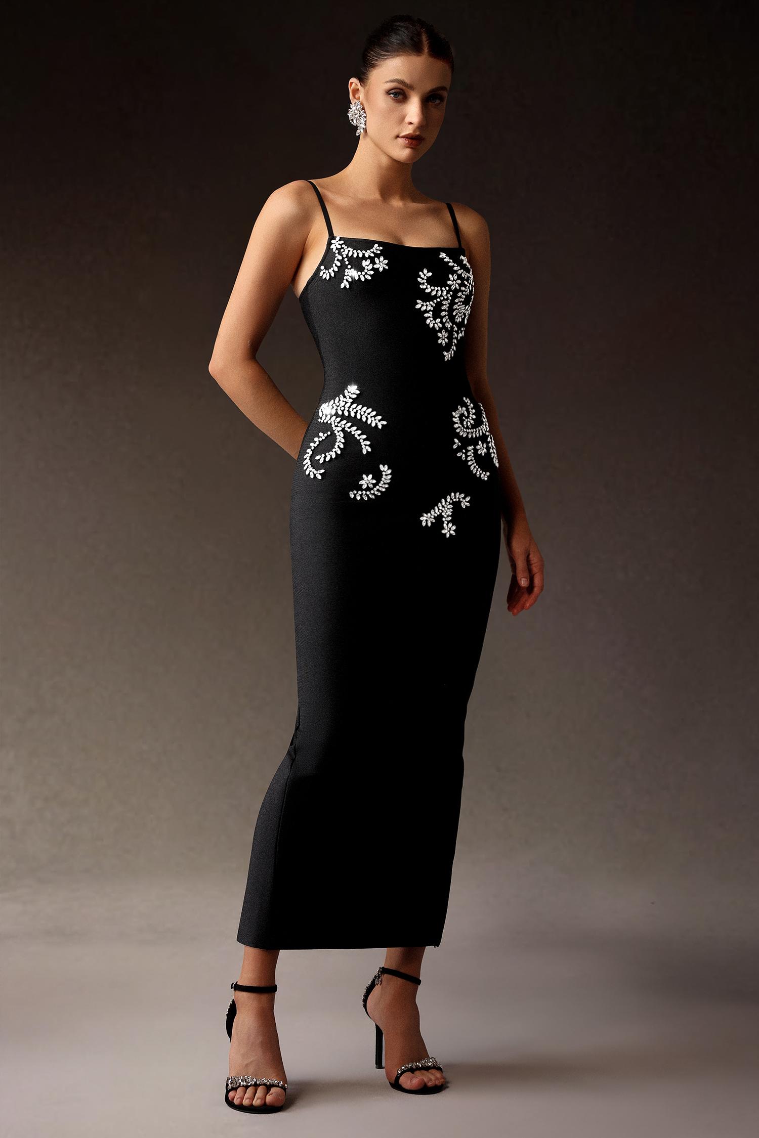 Eudase Sleeveless Diamond Bandage Maxi Dress