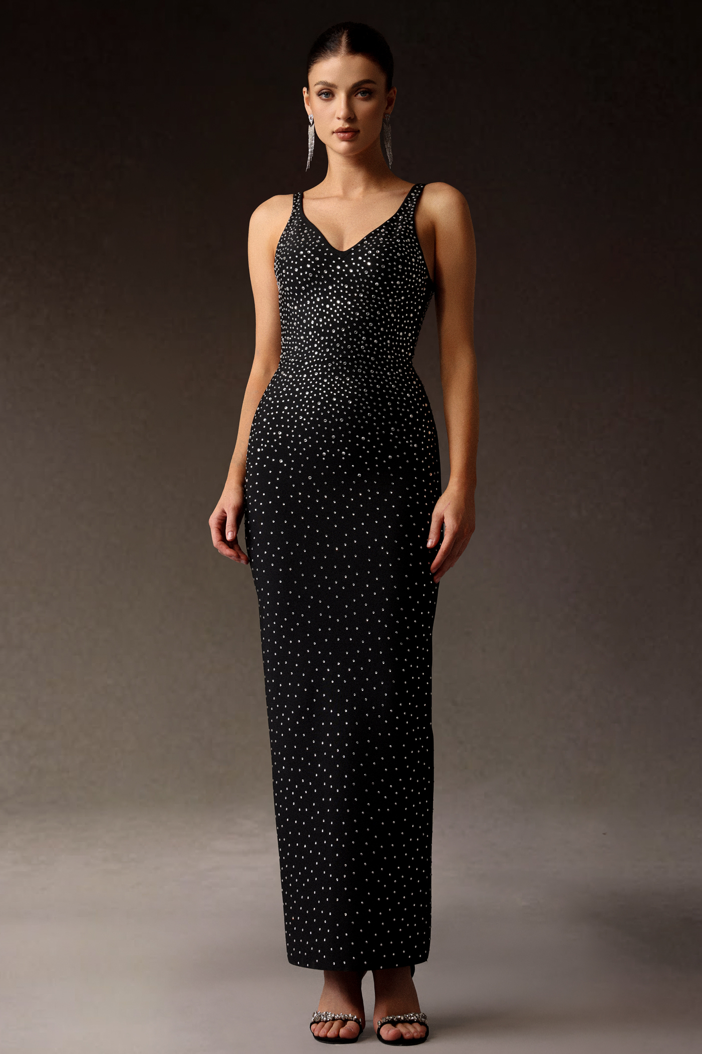 Kyra Sleeveless V-Neck Diamond Bandage Maxi Dress