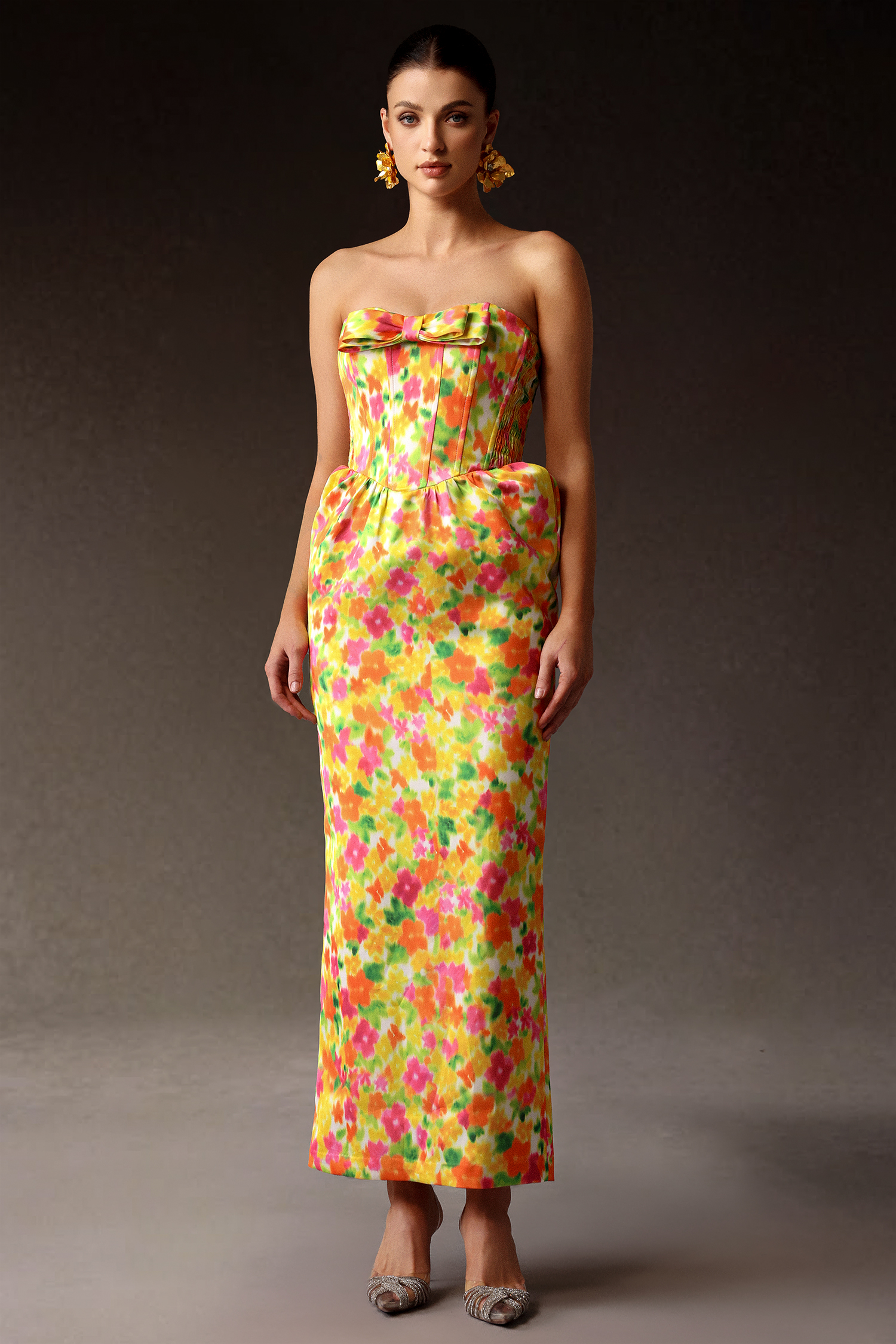 Rizza Sleeveless Bow Print Maxi Dress