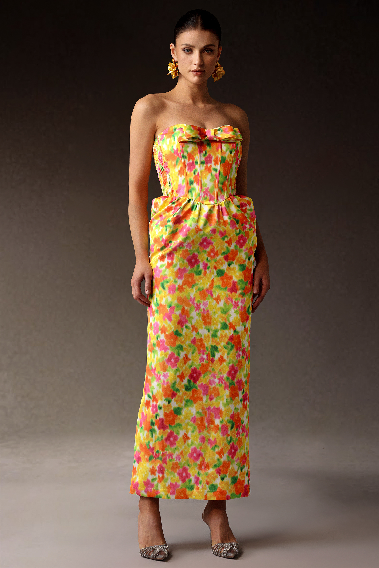 Rizza Sleeveless Bow Print Maxi Dress