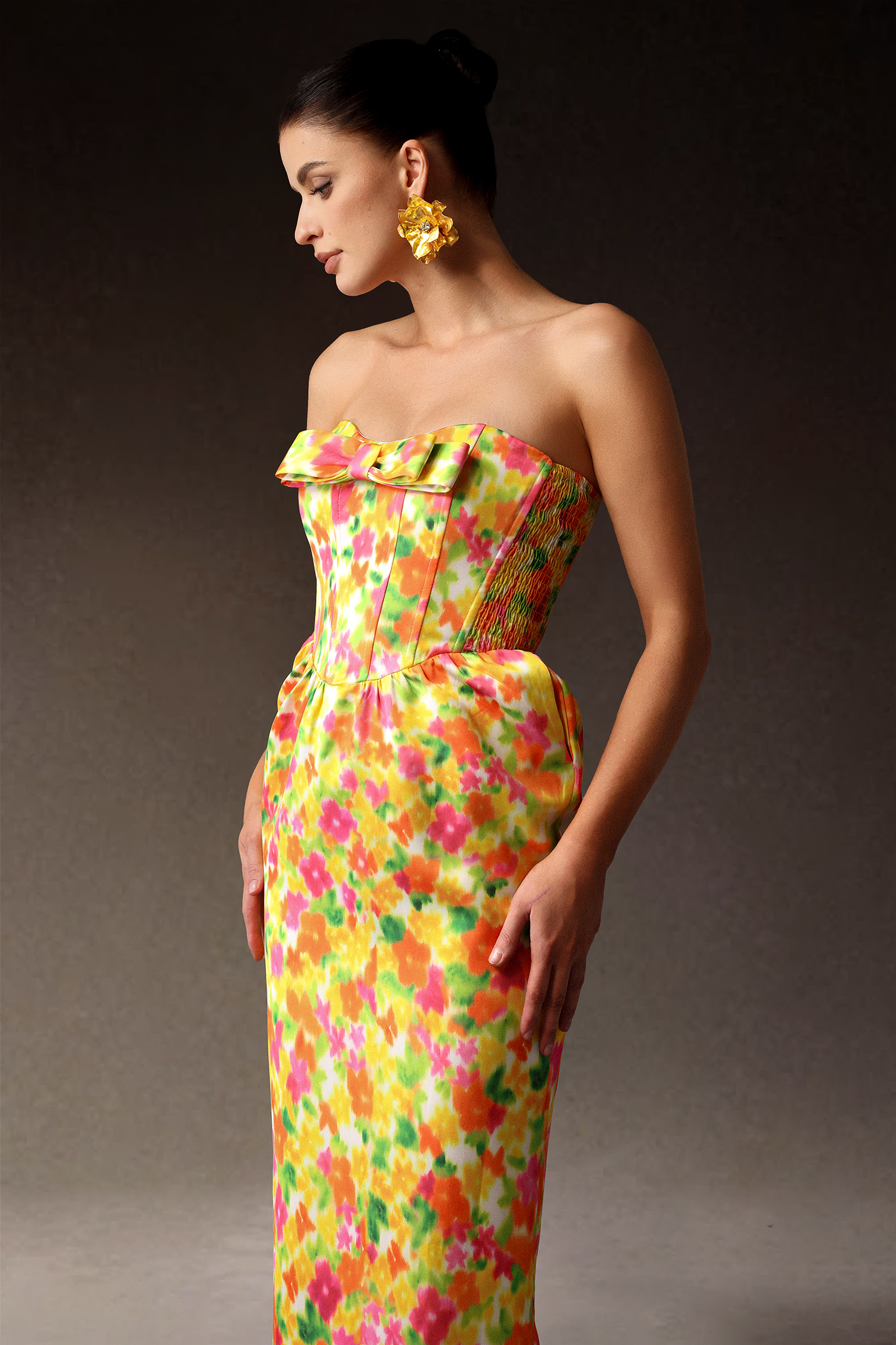 Rizza Sleeveless Bow Print Maxi Dress