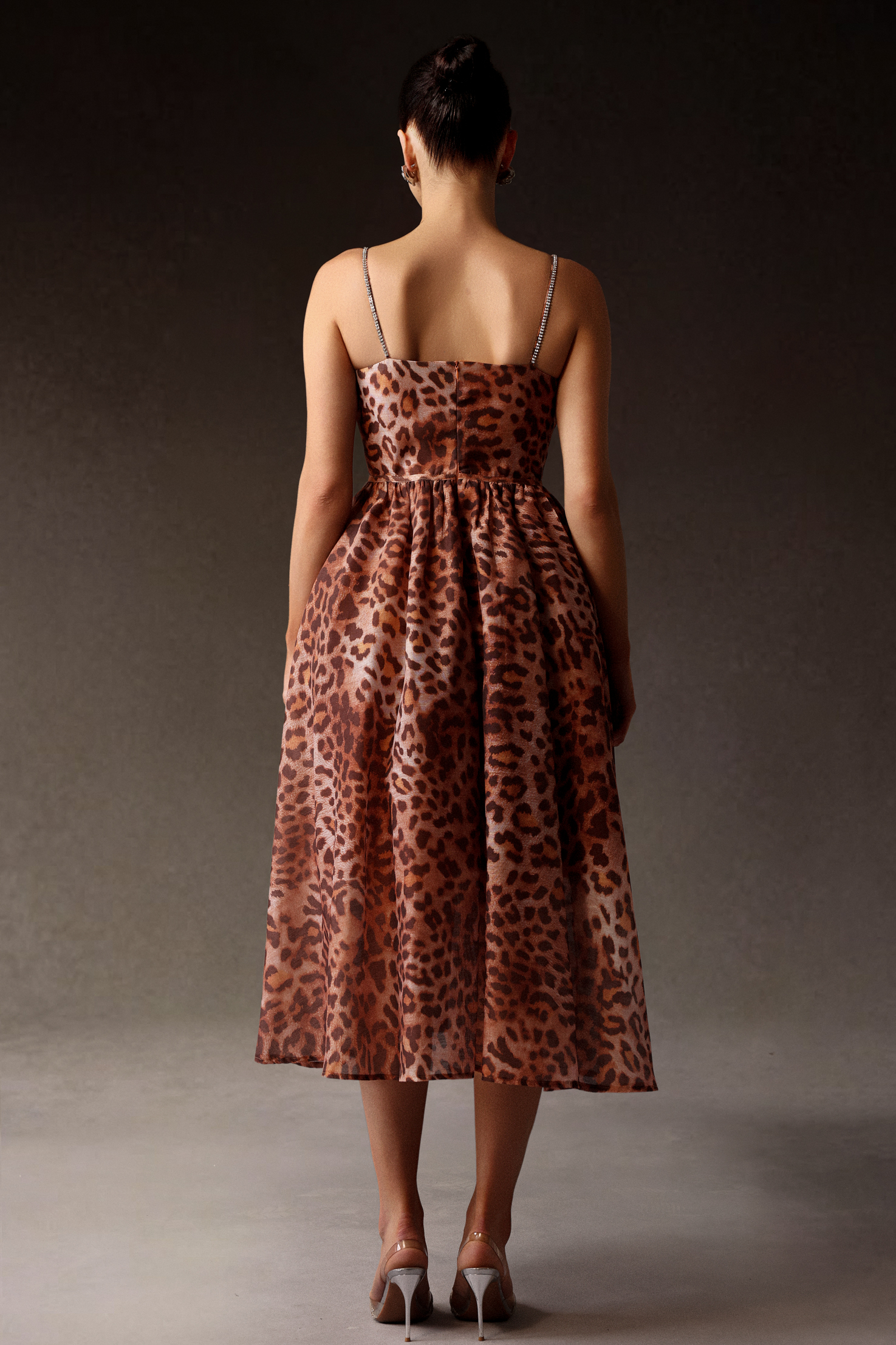 Zaroe Diamond Leopard Print Midi Dress