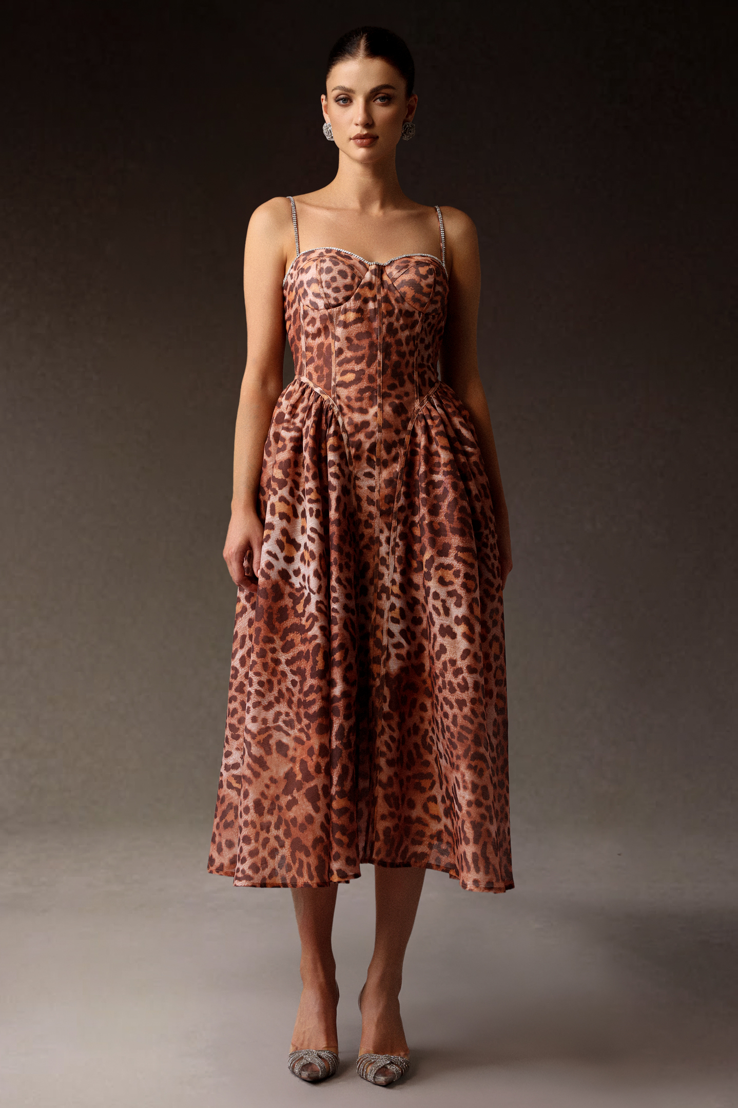 Zaroe Diamond Leopard Print Midi Dress