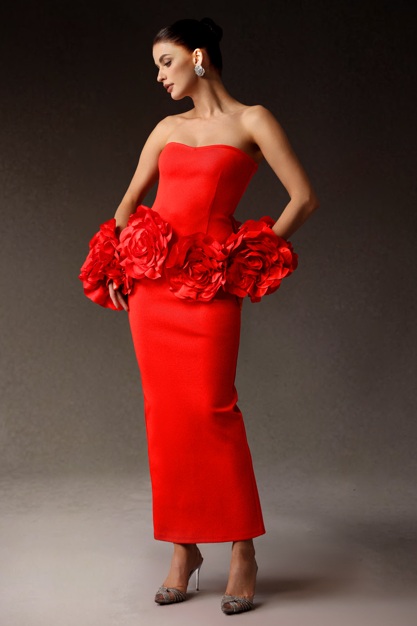 Sinai Sleeveless Flowers Bandage Maxi Dress