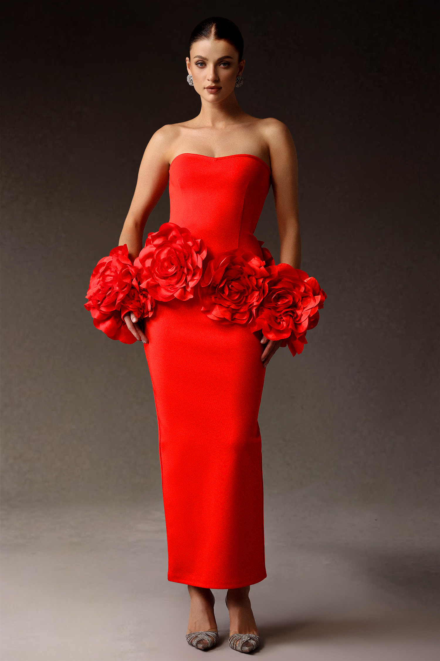 Sinai Sleeveless Flowers Bandage Maxi Dress