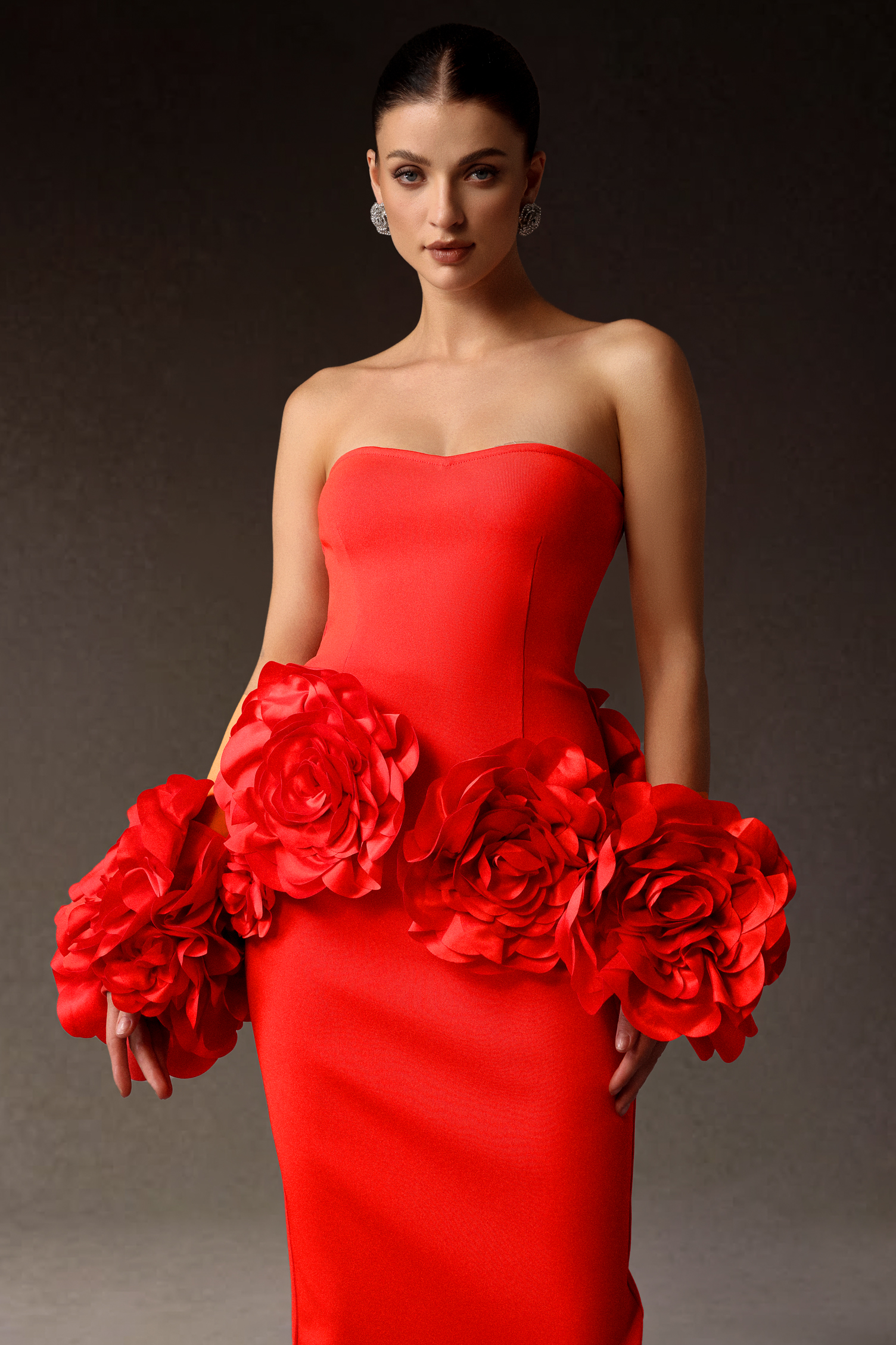Sinai Sleeveless Flowers Bandage Maxi Dress