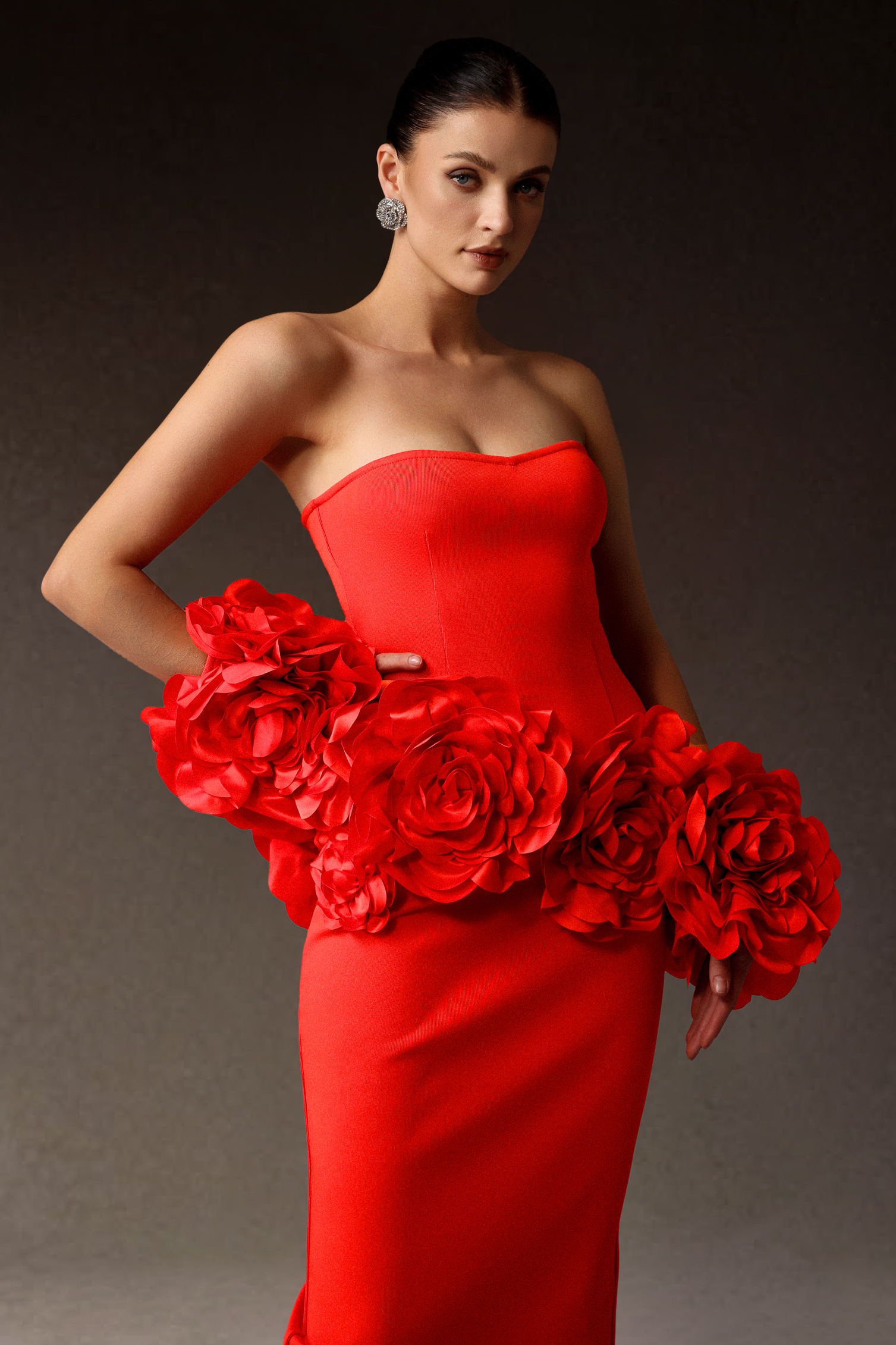 Sinai Sleeveless Flowers Bandage Maxi Dress