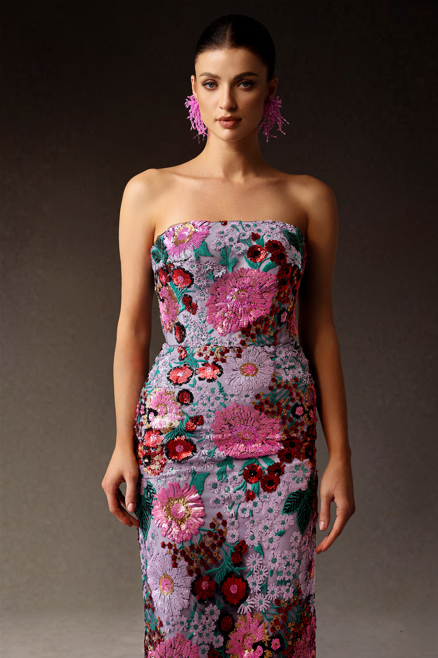 Siayh Sleeveless Sequin Flowers Lacing Maxi Dress