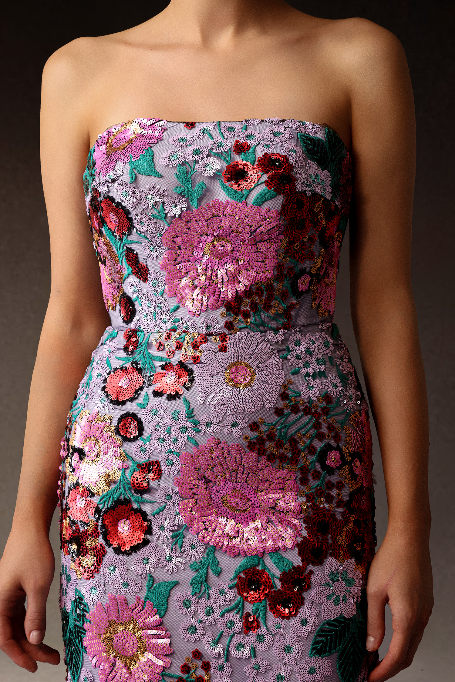 Siayh Sleeveless Sequin Flowers Lacing Maxi Dress