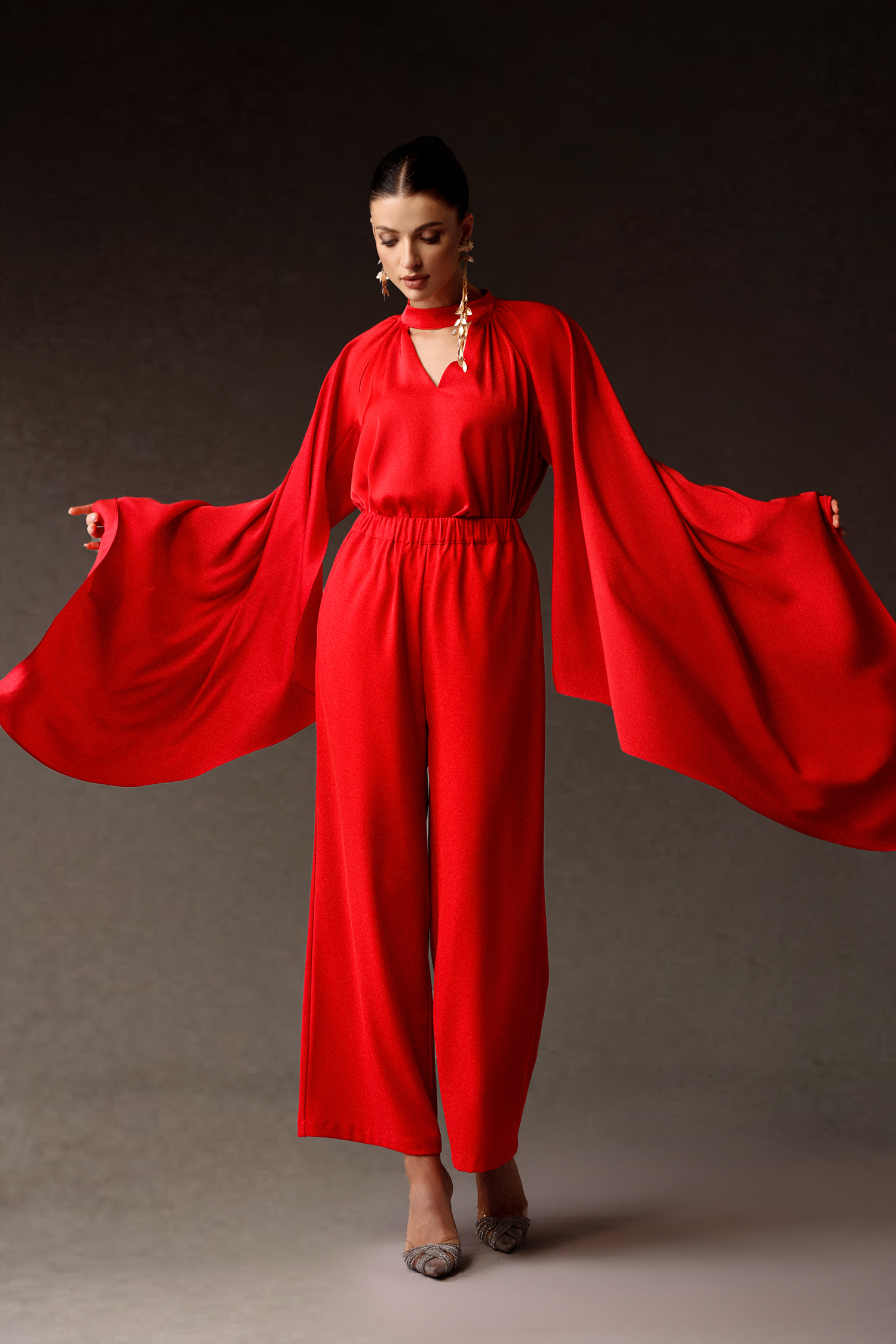 Octavia V-Neck Flounce Maxi Two-Piece Set