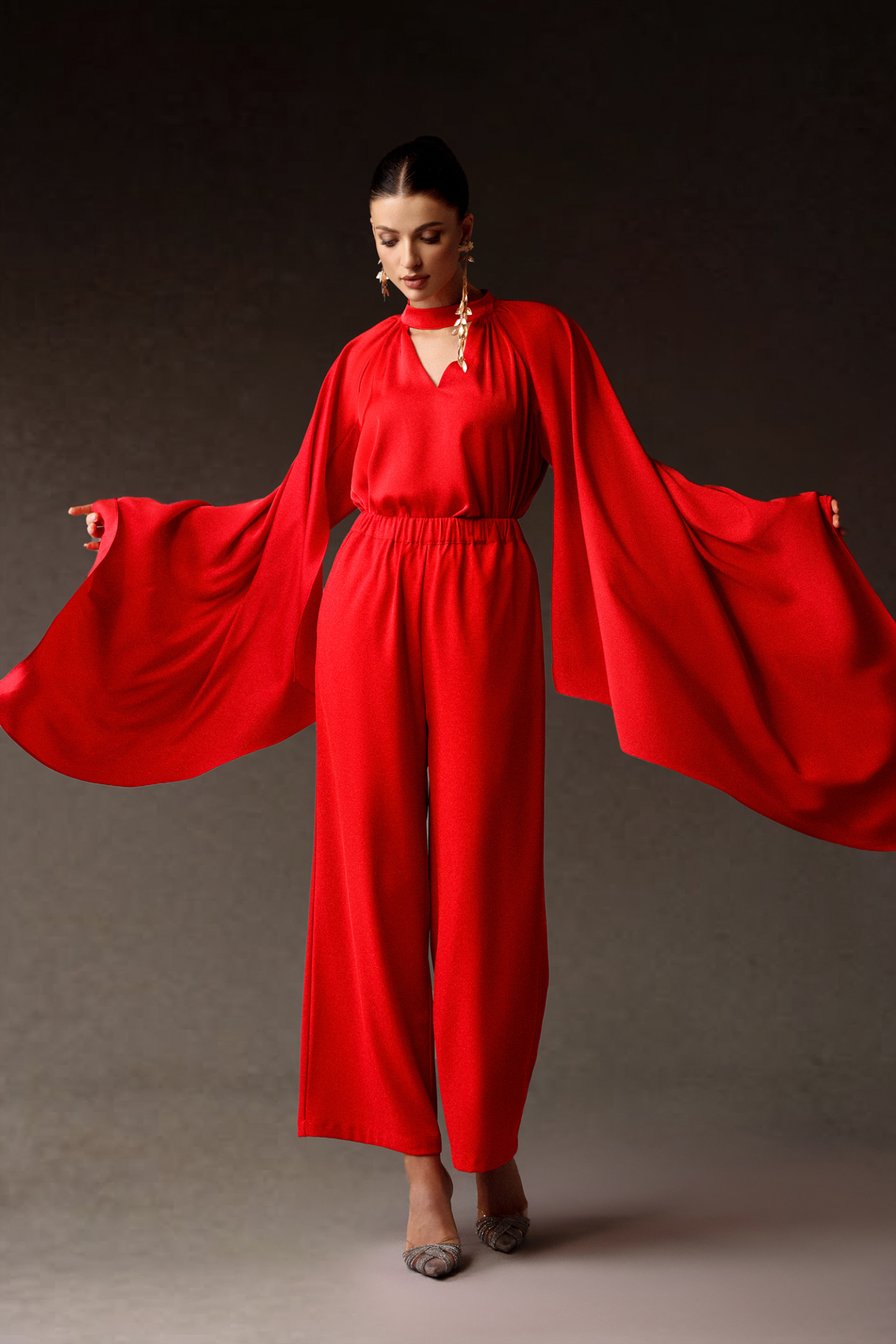 Octavia V-Neck Flounce Maxi Two-Piece Set