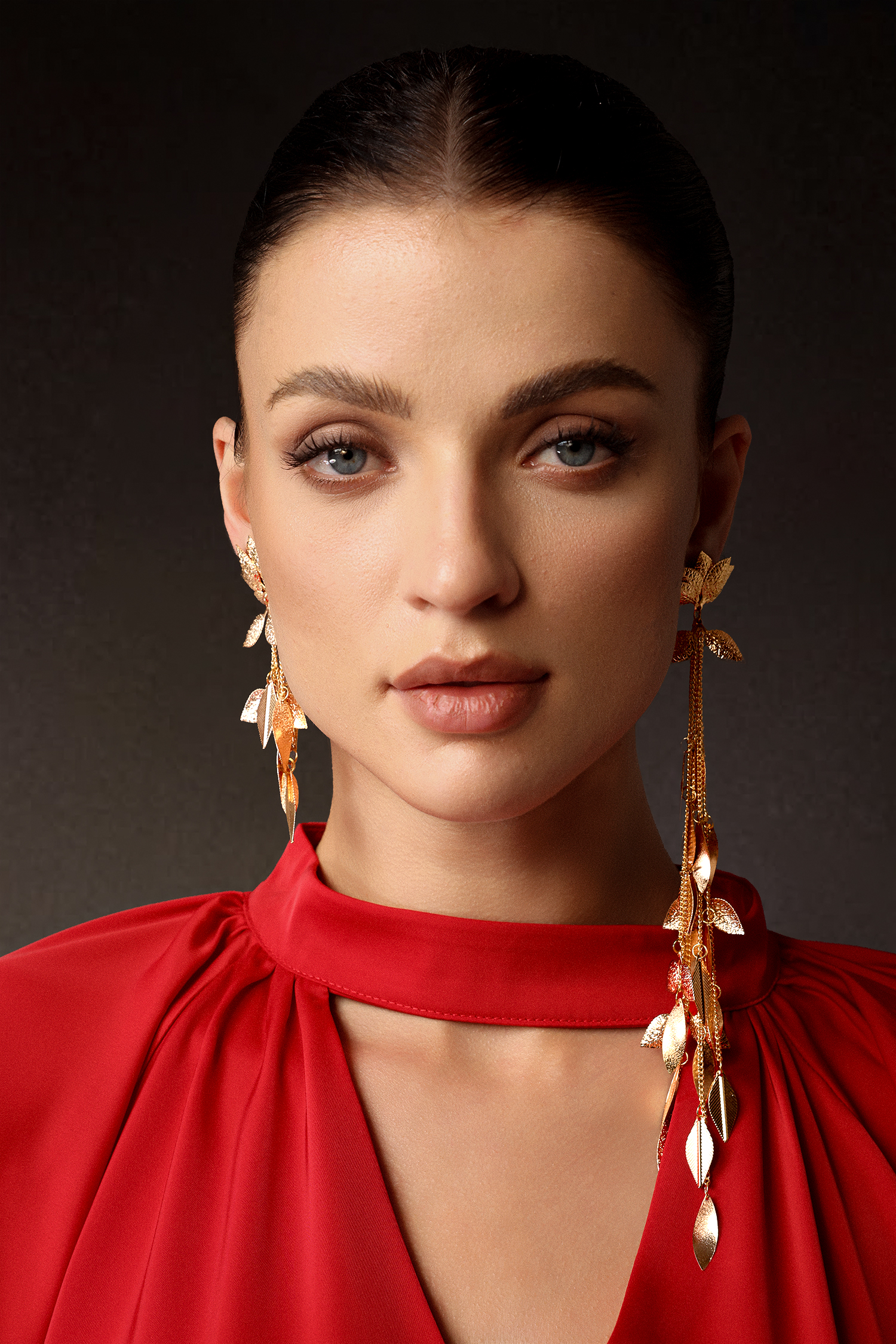 Hollie Metal Flowers Tassels Asymmetry Earrings