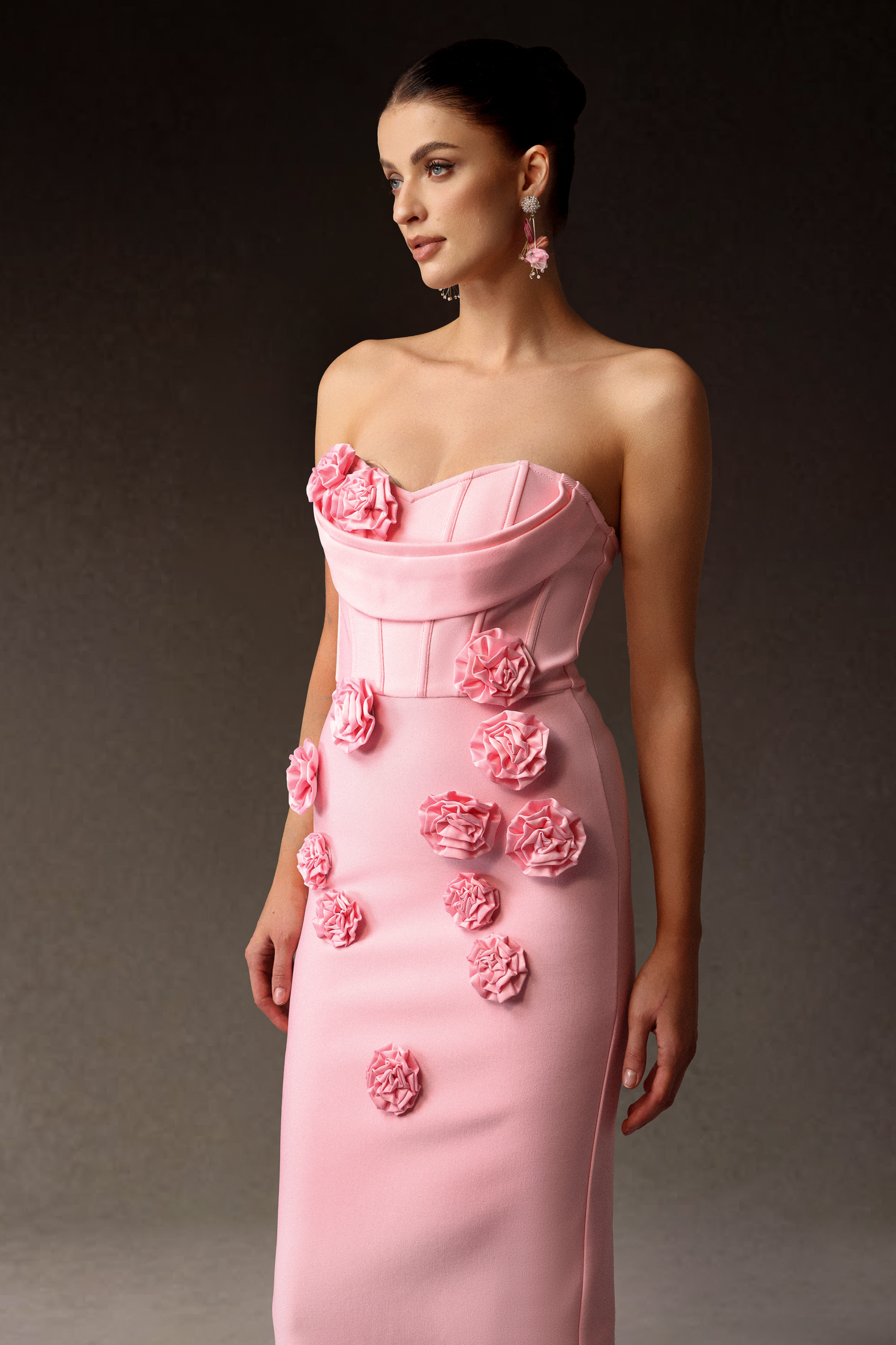 Teagan Sleeveless Flowers Bandage Maxi Dress