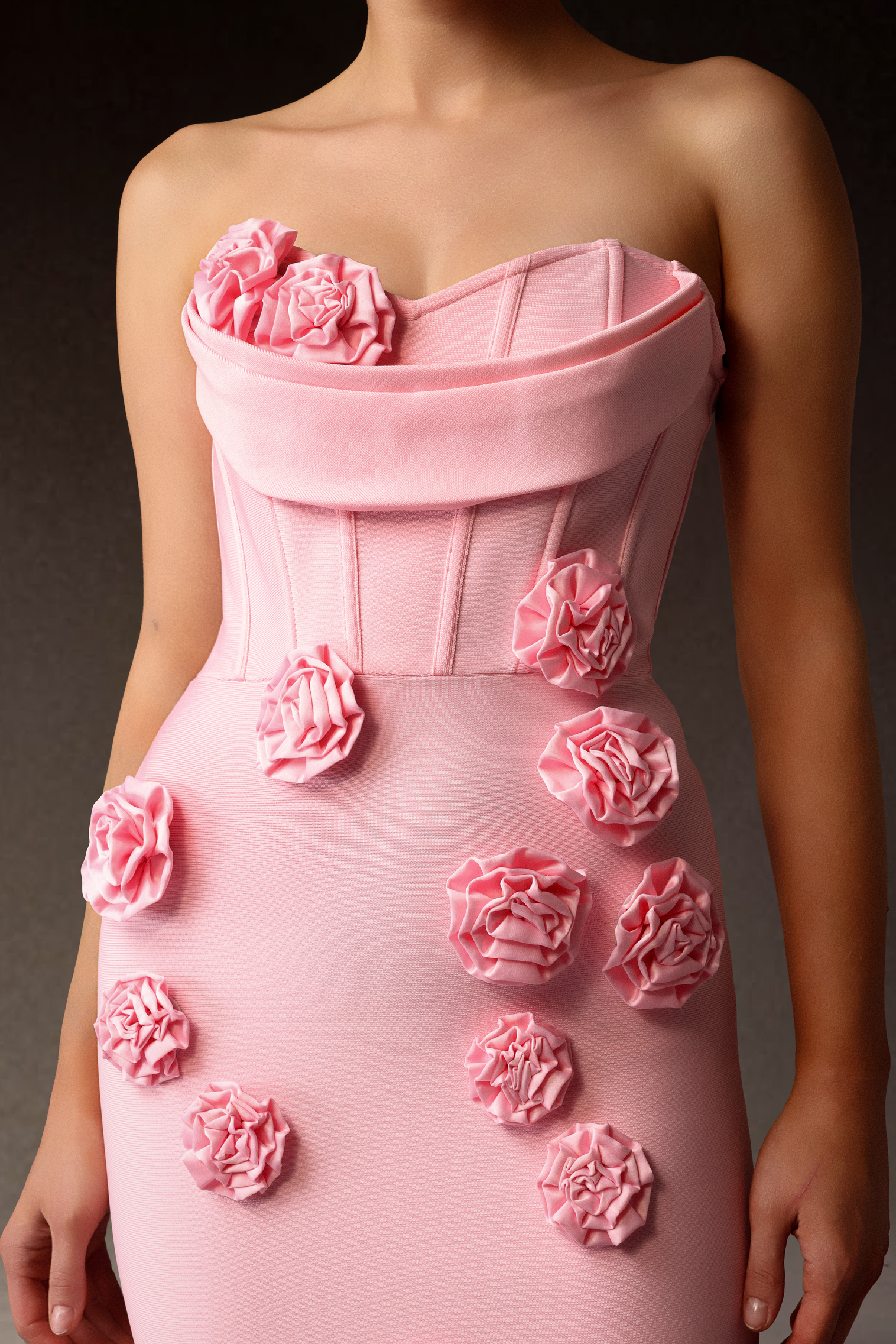 Teagan Sleeveless Flowers Bandage Maxi Dress