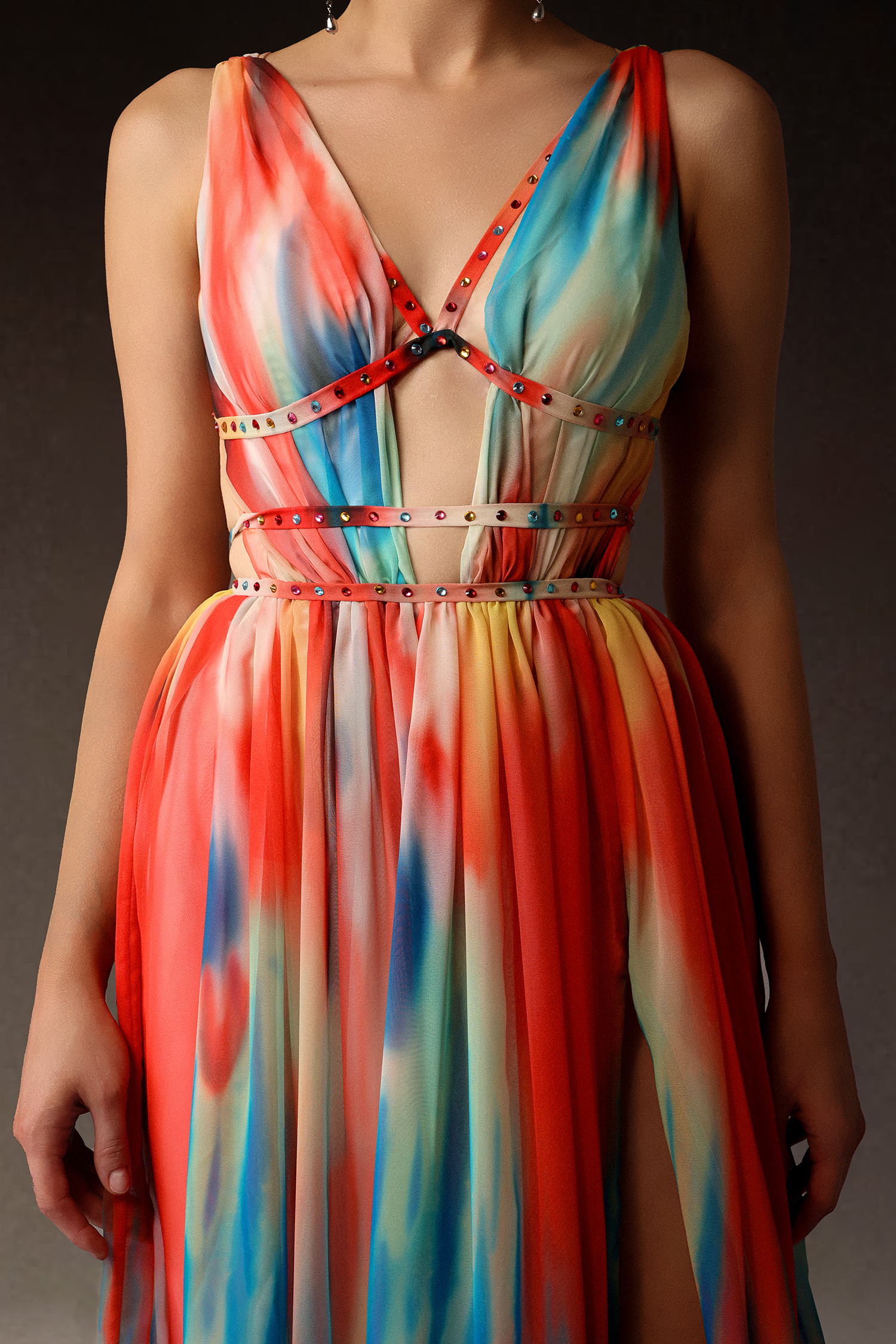 Ierra Sleeveless V-Neck Diamond Maxi Dress