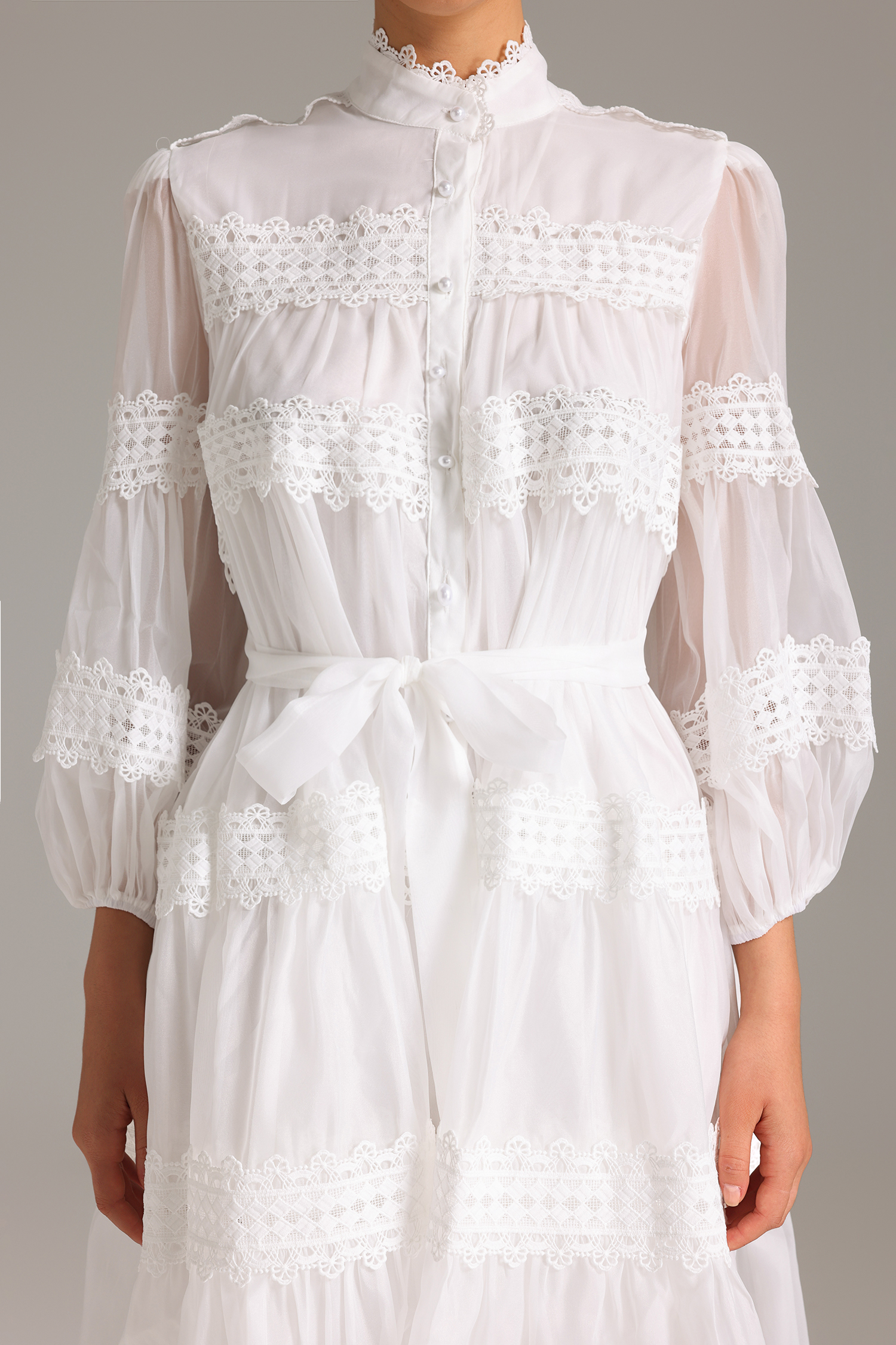 Elaia High Neck Lace Mini Dress