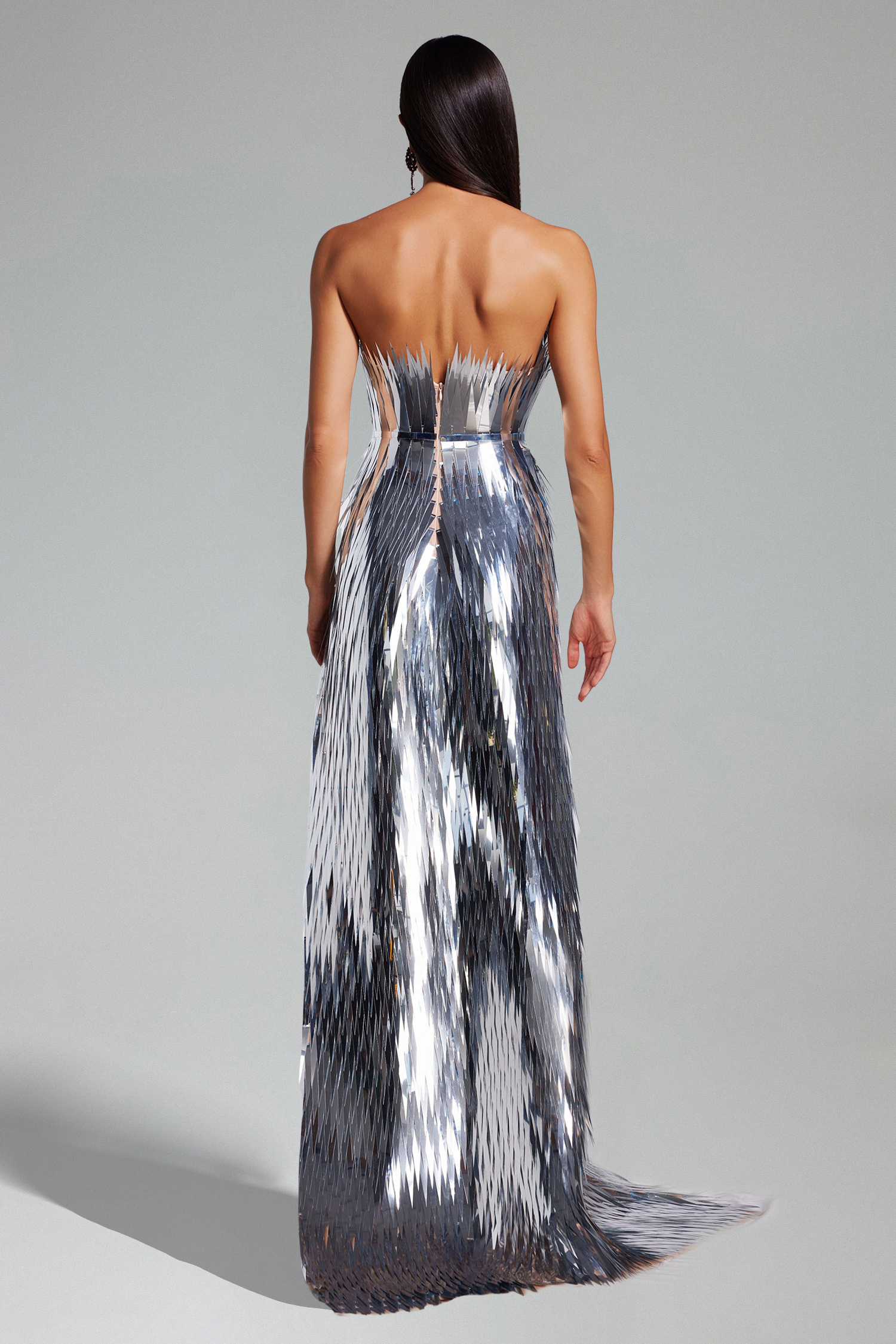 Noma Triangle Sequins Slit Maxi Dress
