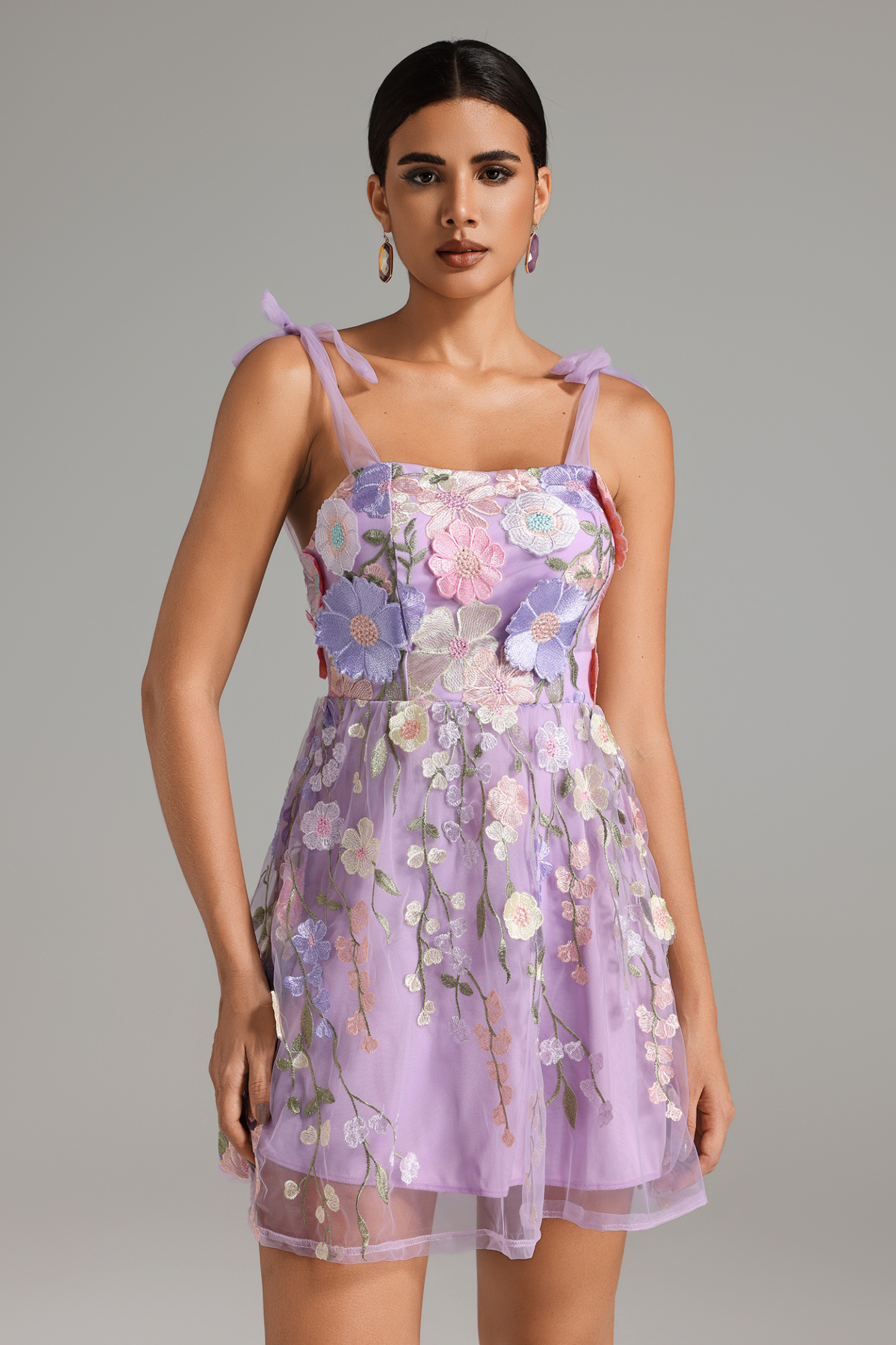 Momo Flower Strappy Mesh Mini Dress – Bellabarnett Momo Flower Strappy Mesh Mini Dress – Bellabarnett
