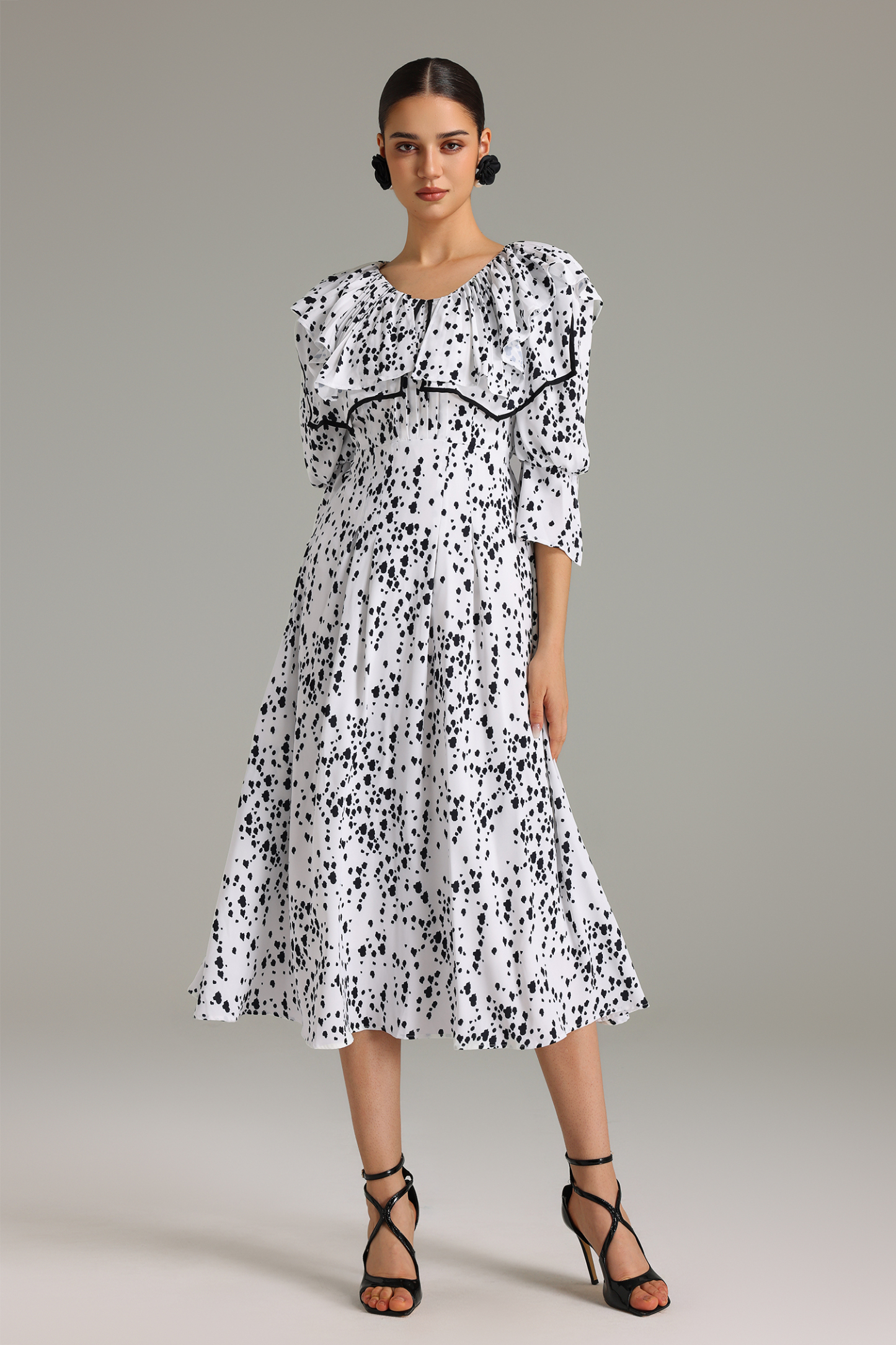 Ninao Flounced Printed Midi Dress