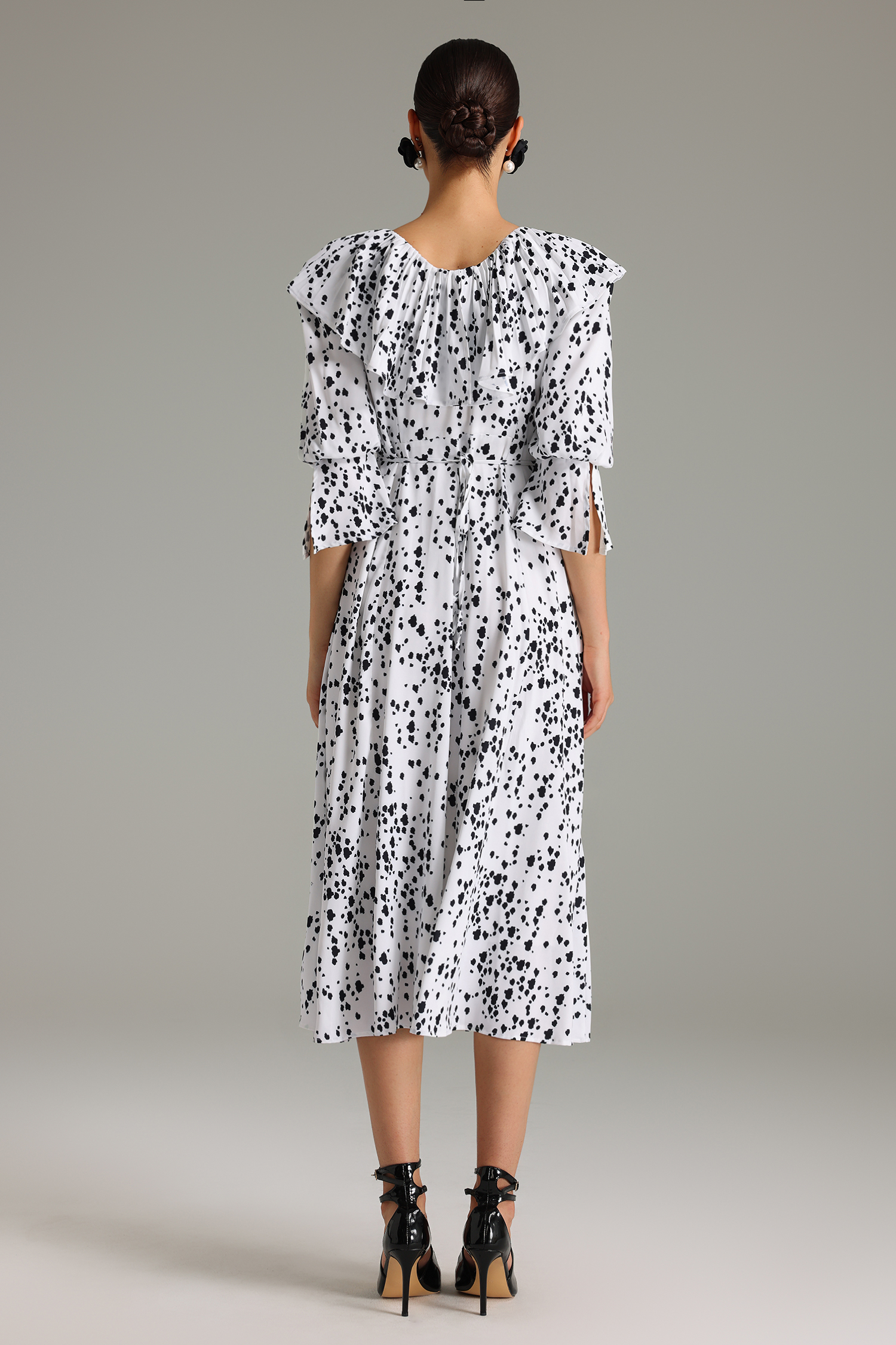 Ninao Flounced Printed Midi Dress