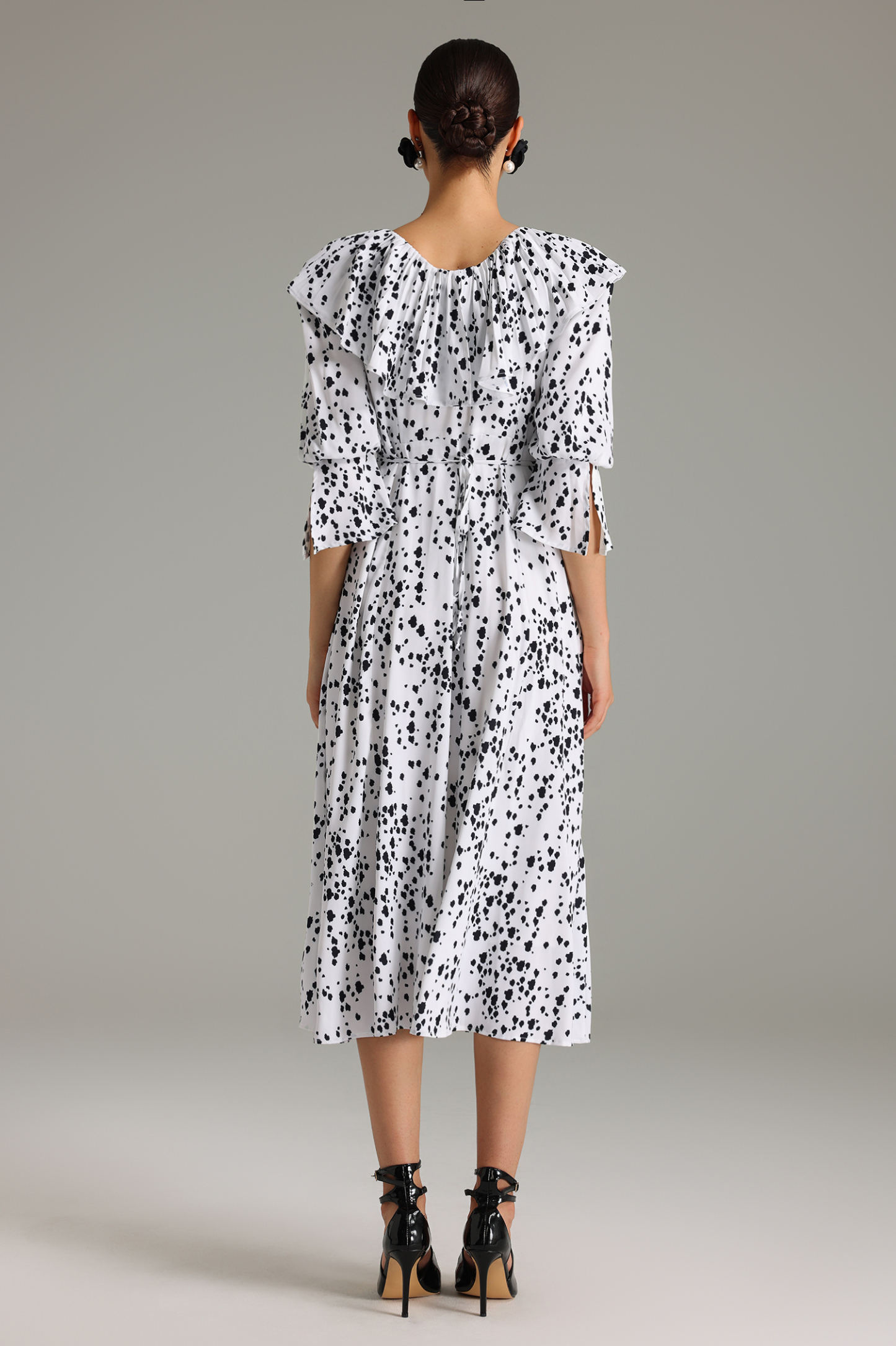 Ninao Flounced Printed Midi Dress