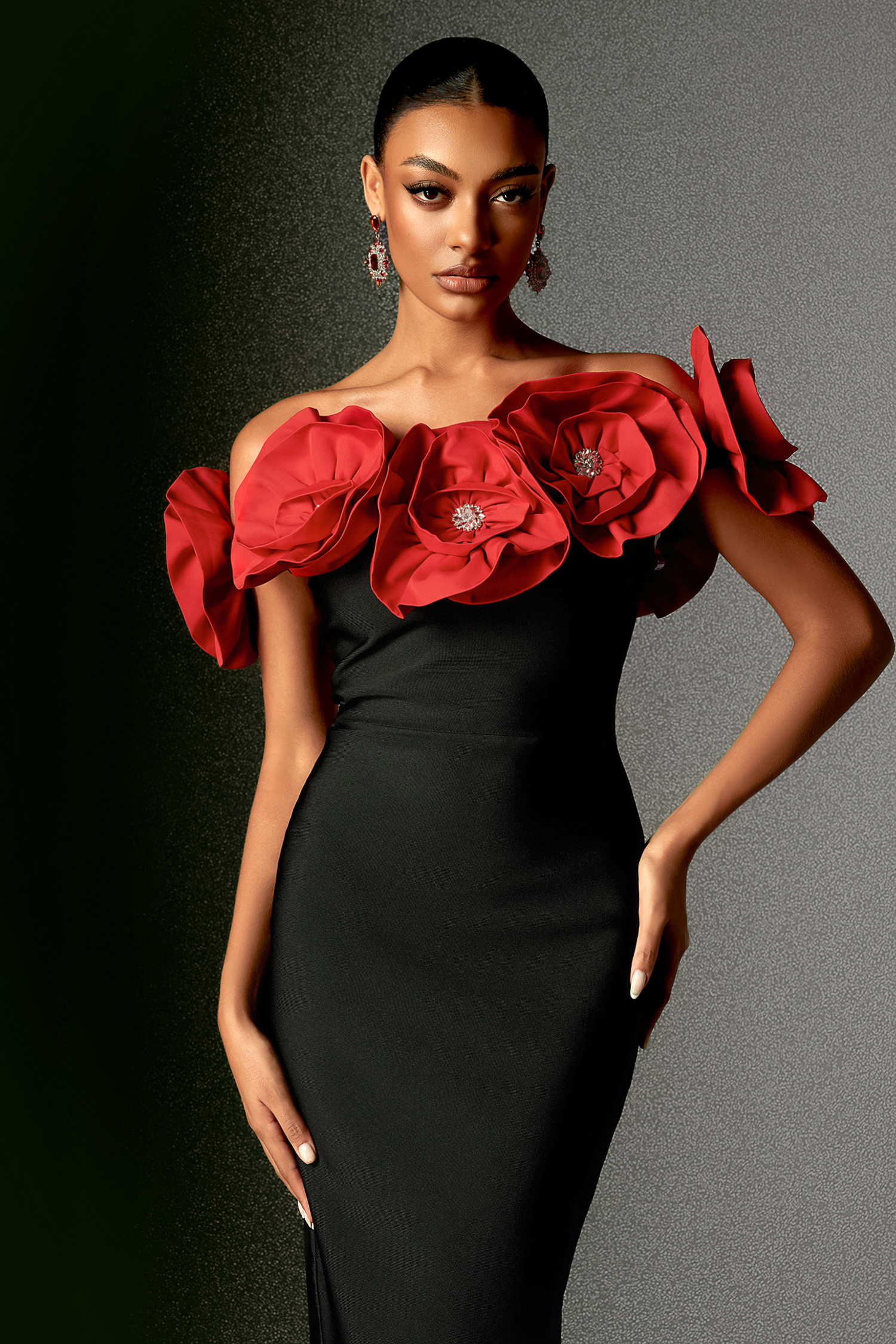 Krome Flower Off Shoulder Maxi Dress