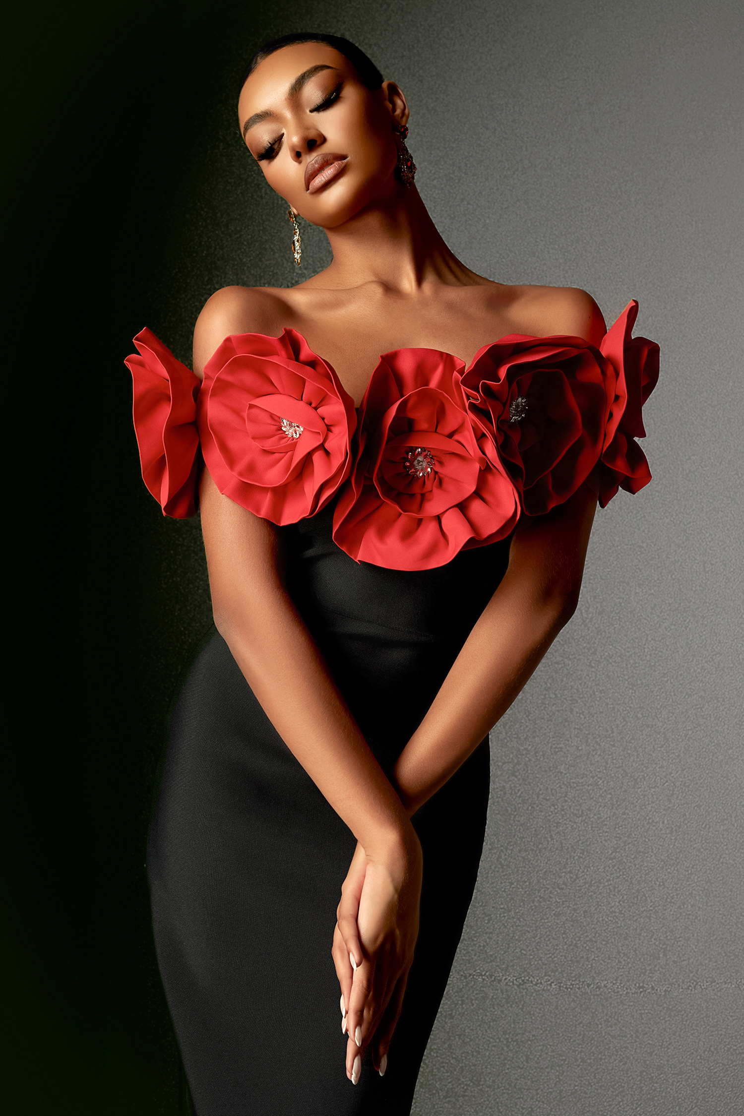 Krome Flower Off Shoulder Maxi Dress
