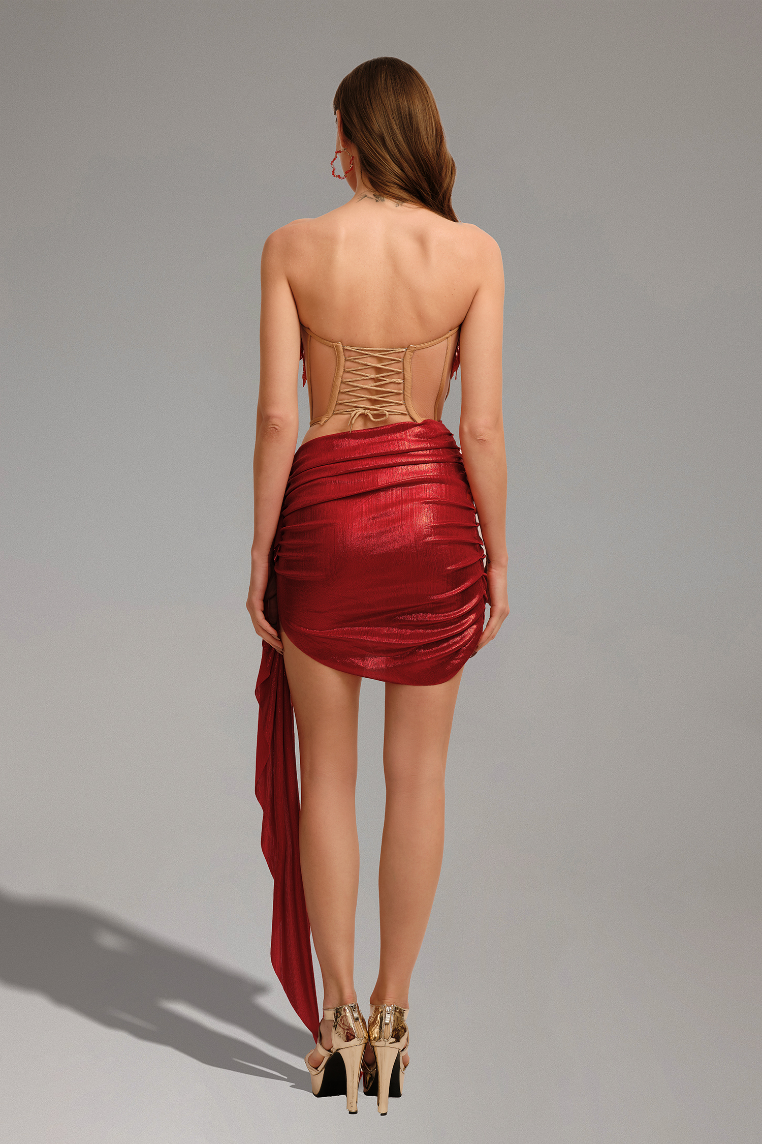 Laly Strapless Feather Knit Two-Piece Set