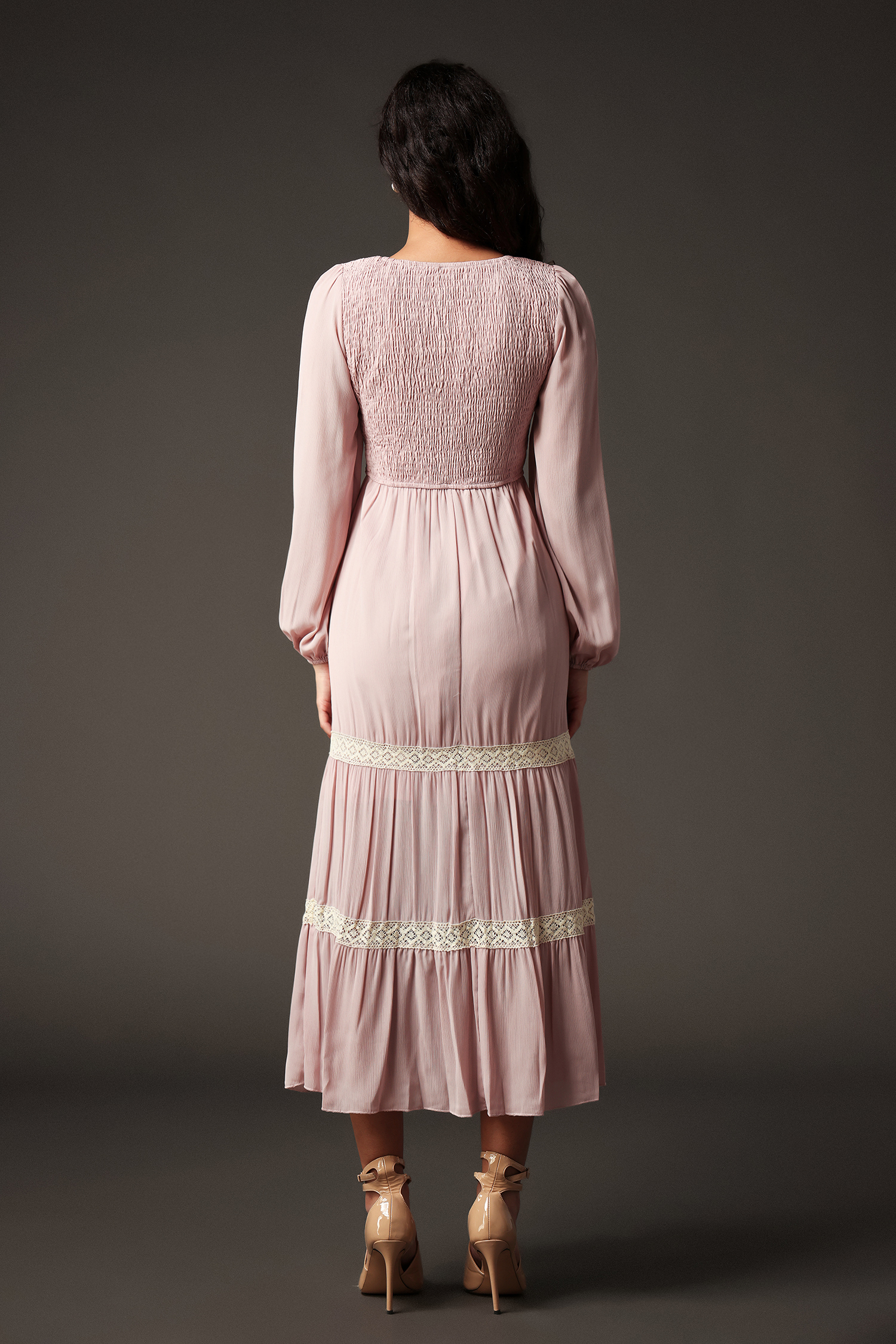 Hester Round Neck Long Sleeves Lace Maxi Dress
