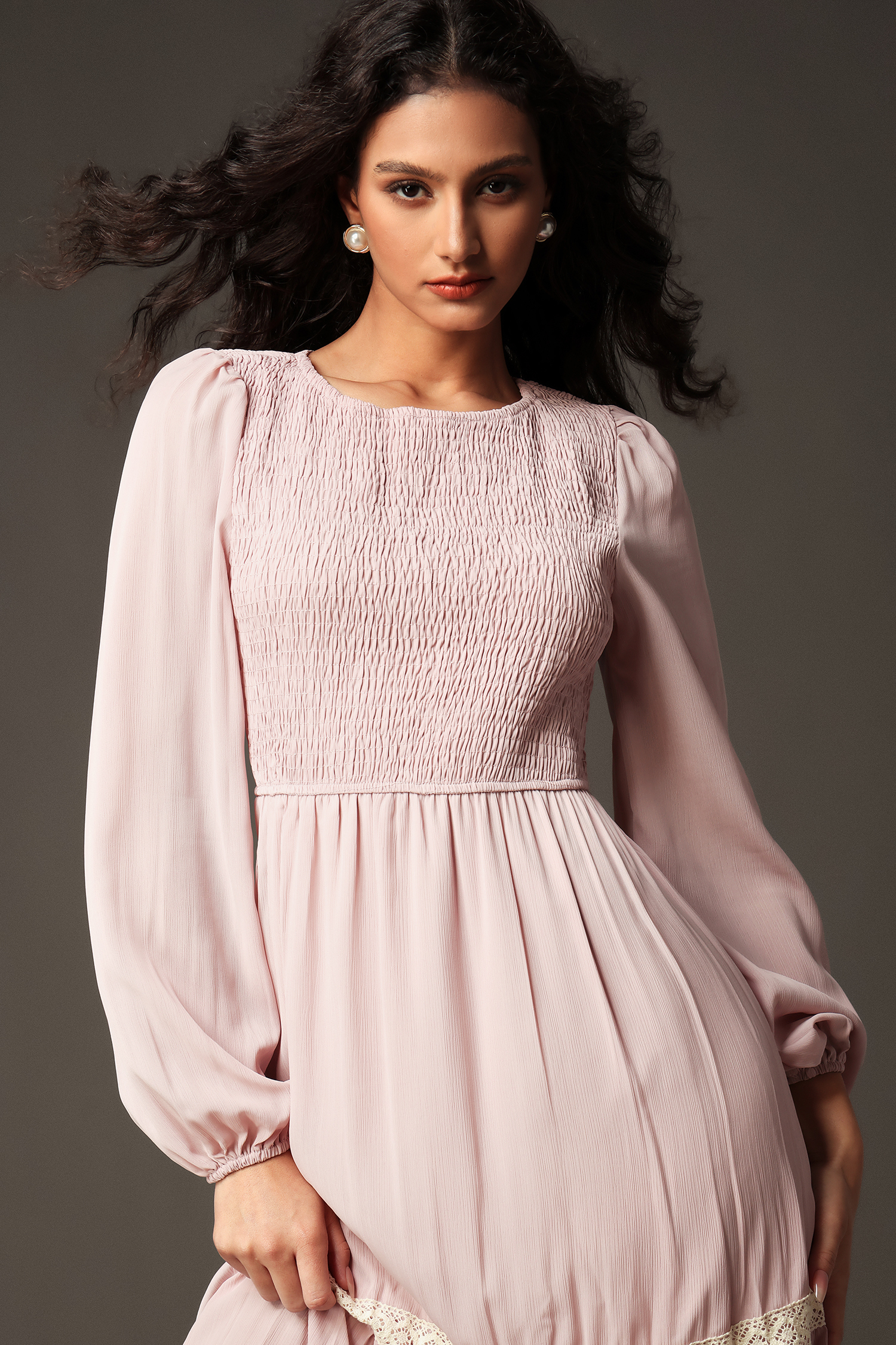 Hester Round Neck Long Sleeves Lace Maxi Dress