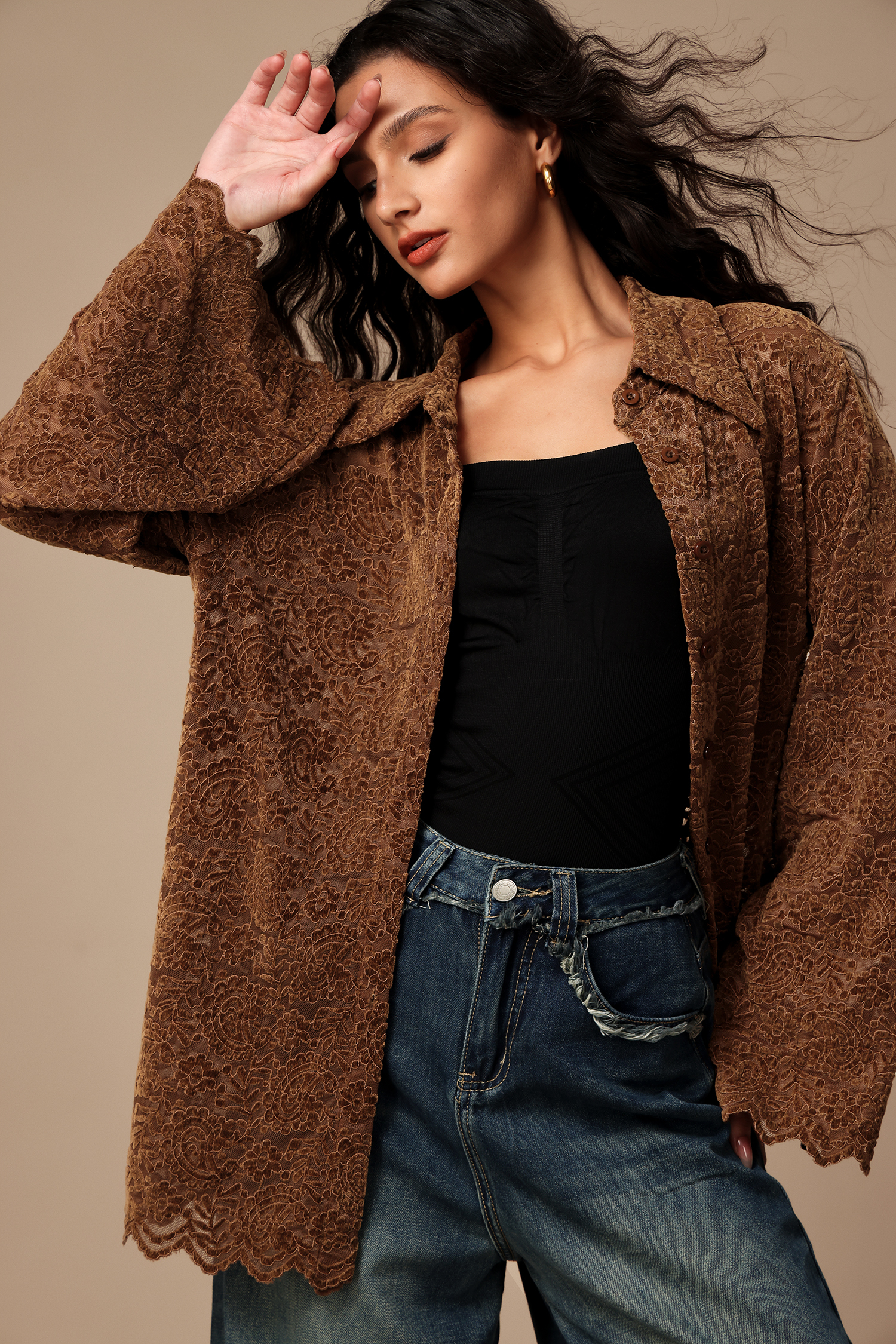 Matne Lace Long Sleeves Blouse