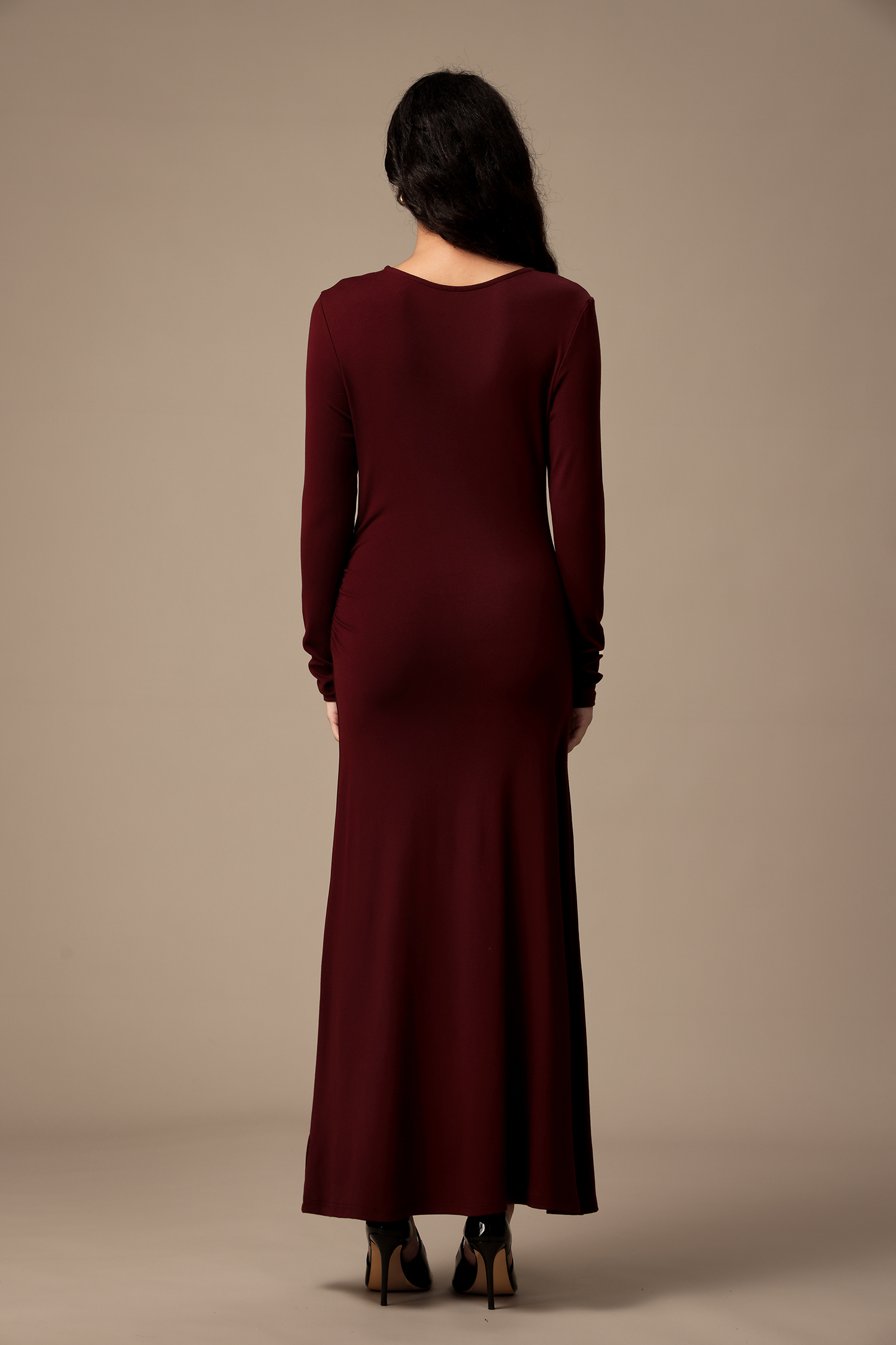 Kasa Long Sleeves Shirring Maxi Dress
