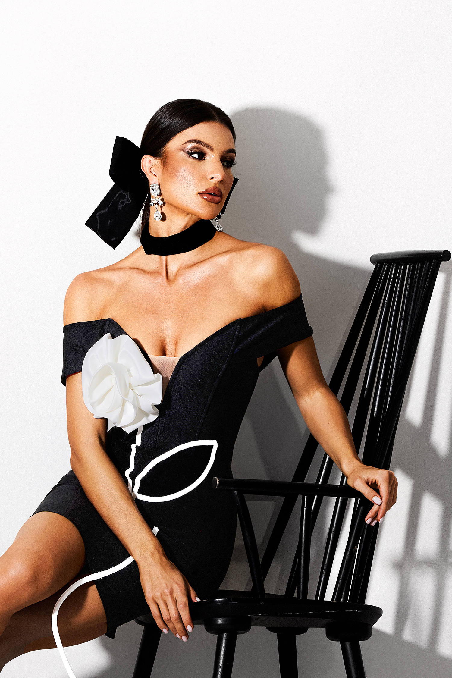 Ulasa Deep-V Flower Bandage Mini Dress