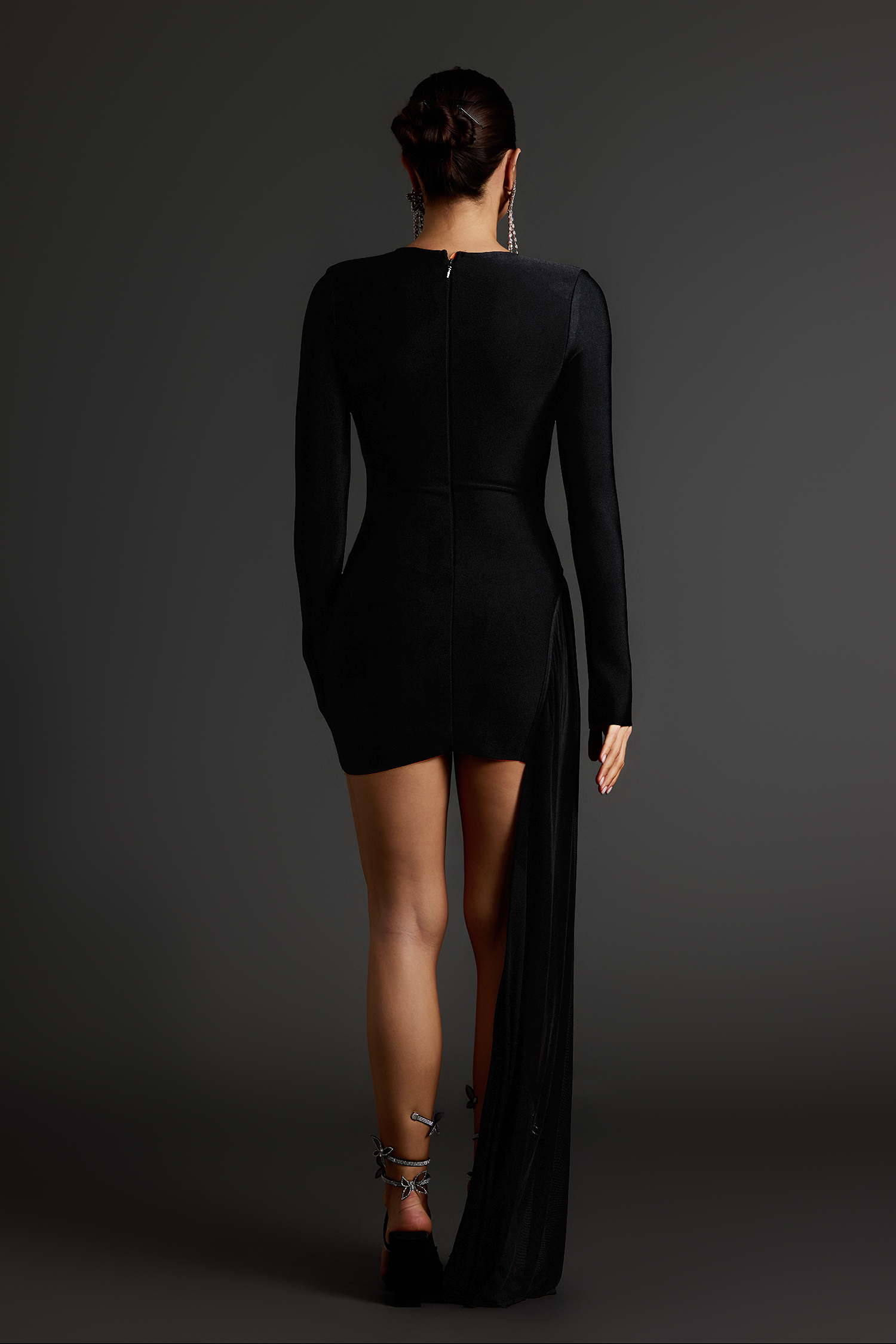 Okama Long Sleeves Diamond Bandage Mini Dress